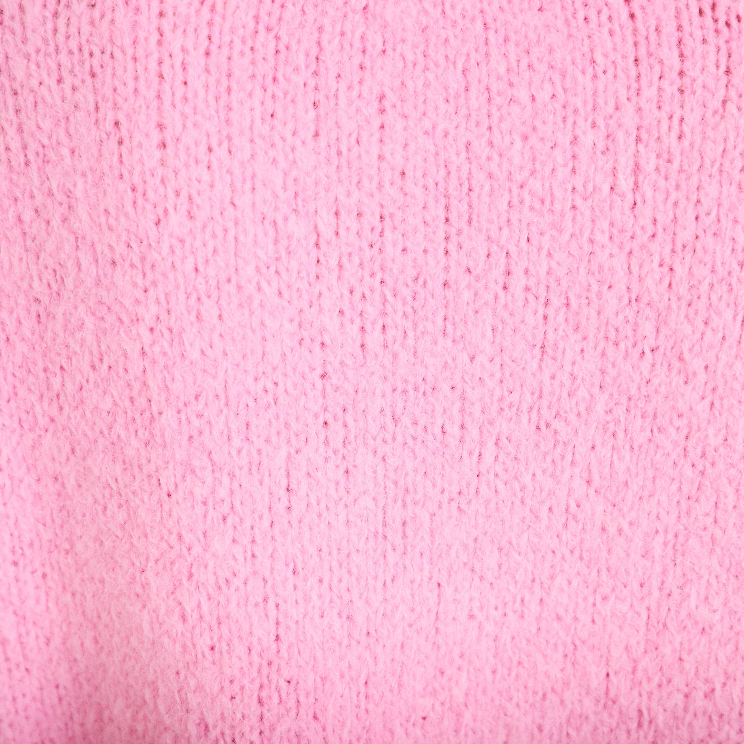 Pull ample col rond manches longues rose femme