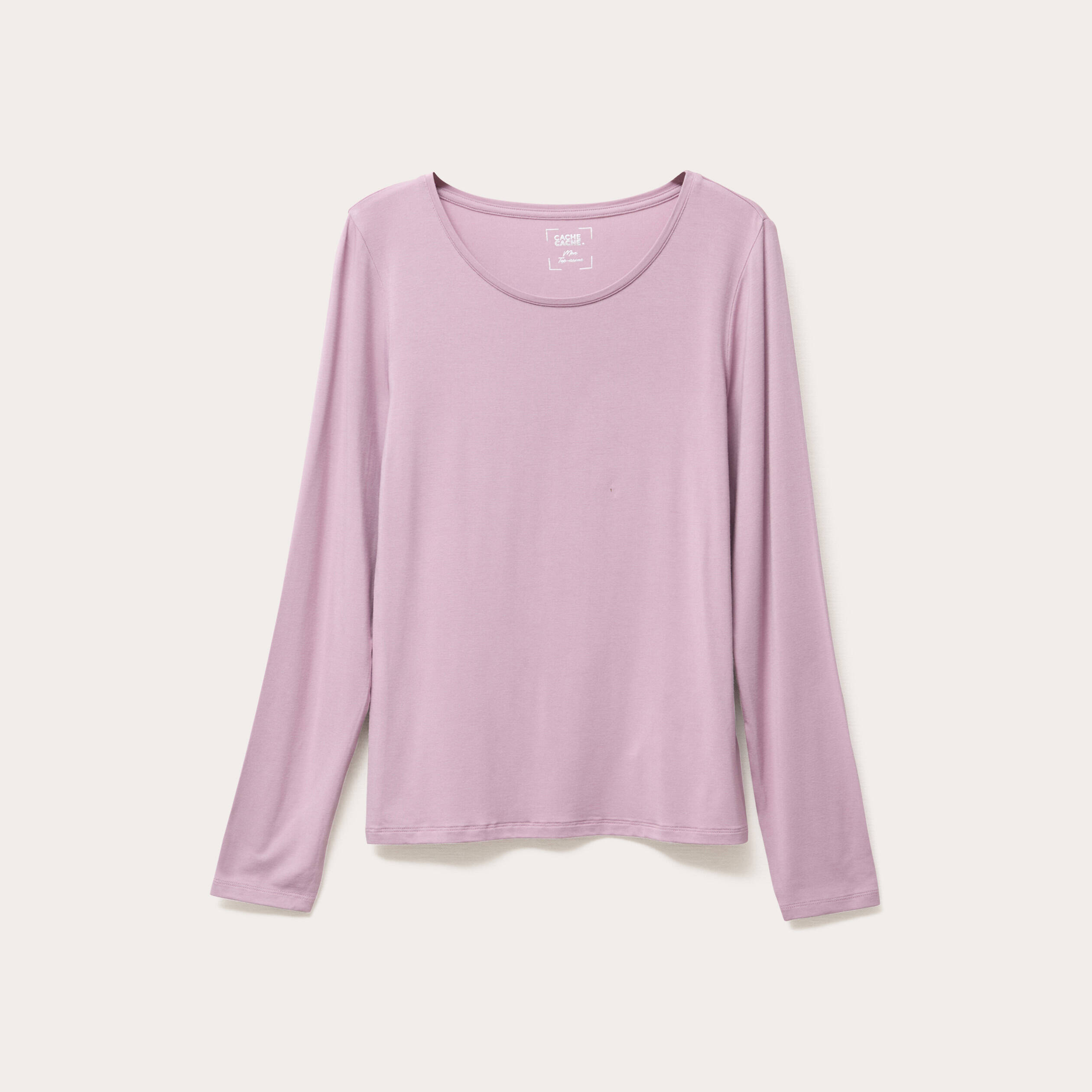 t shirt uni a manches longues vieux rose femme T-shirt uni à manches longues vieux rose femme