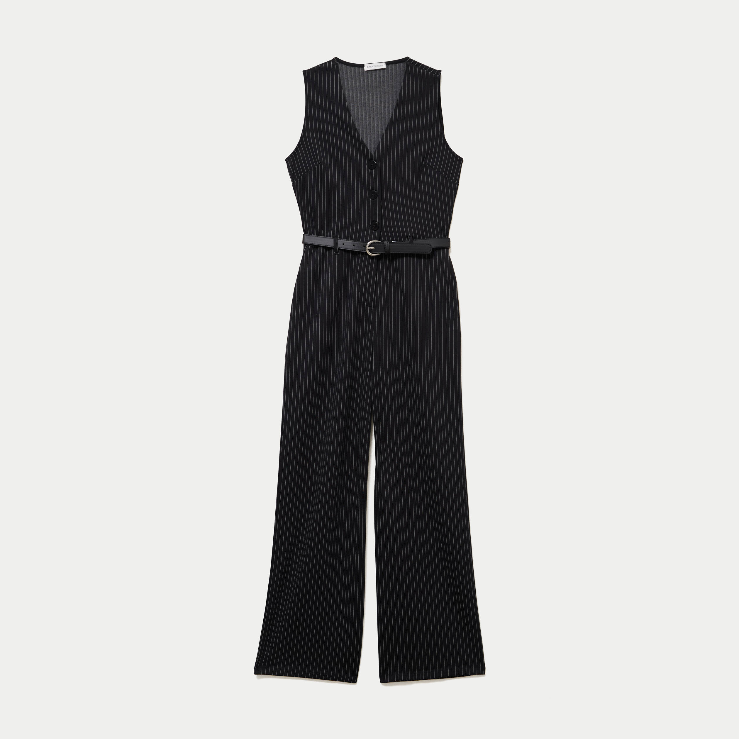 Combinaison large ceinture amovible noir femme