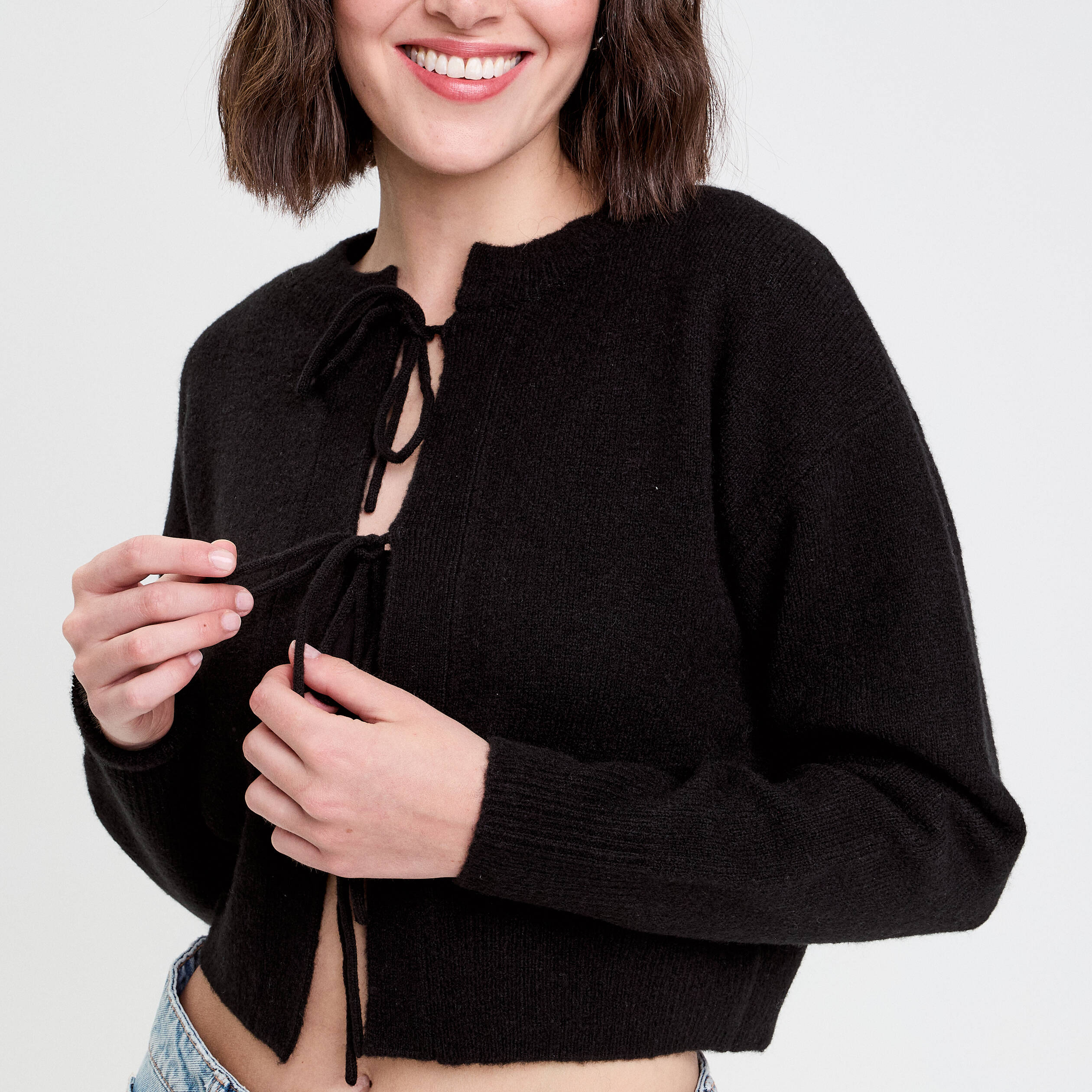 Gilet Manches Longues Gilet En Laine Noir Femme Gilet Manches