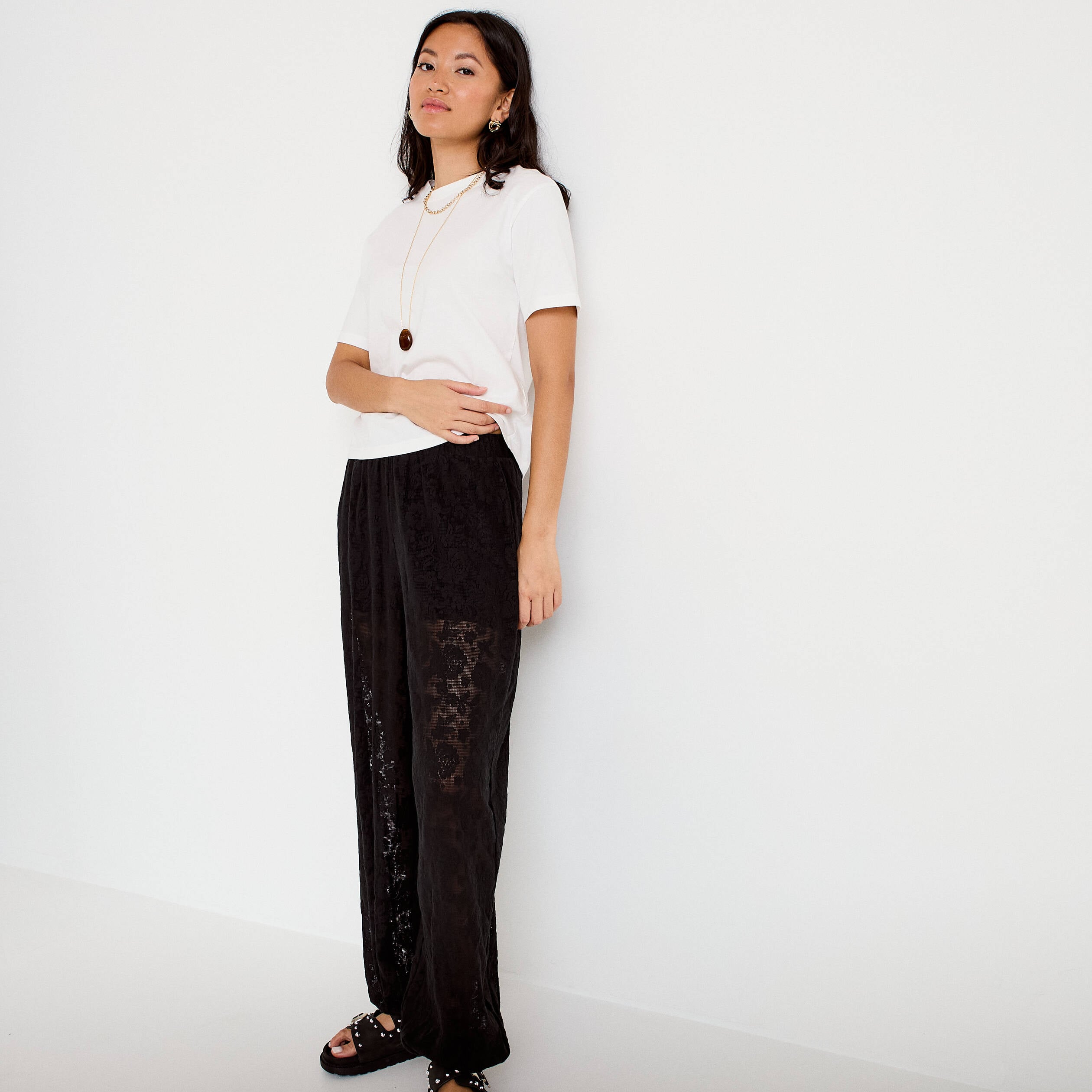 Pantalon bouffant taille standard noir femme