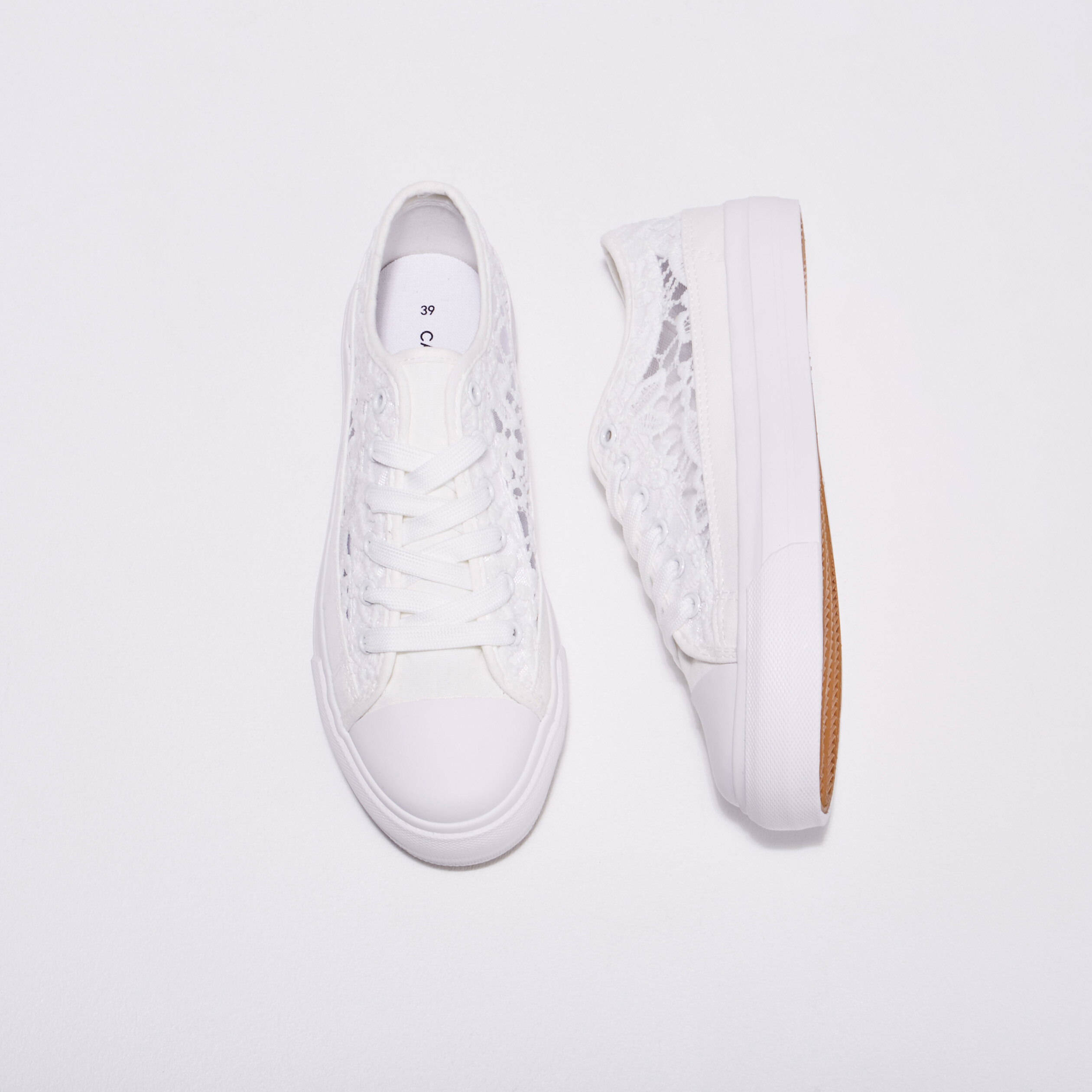 Tennis plates en dentelle blanc femme