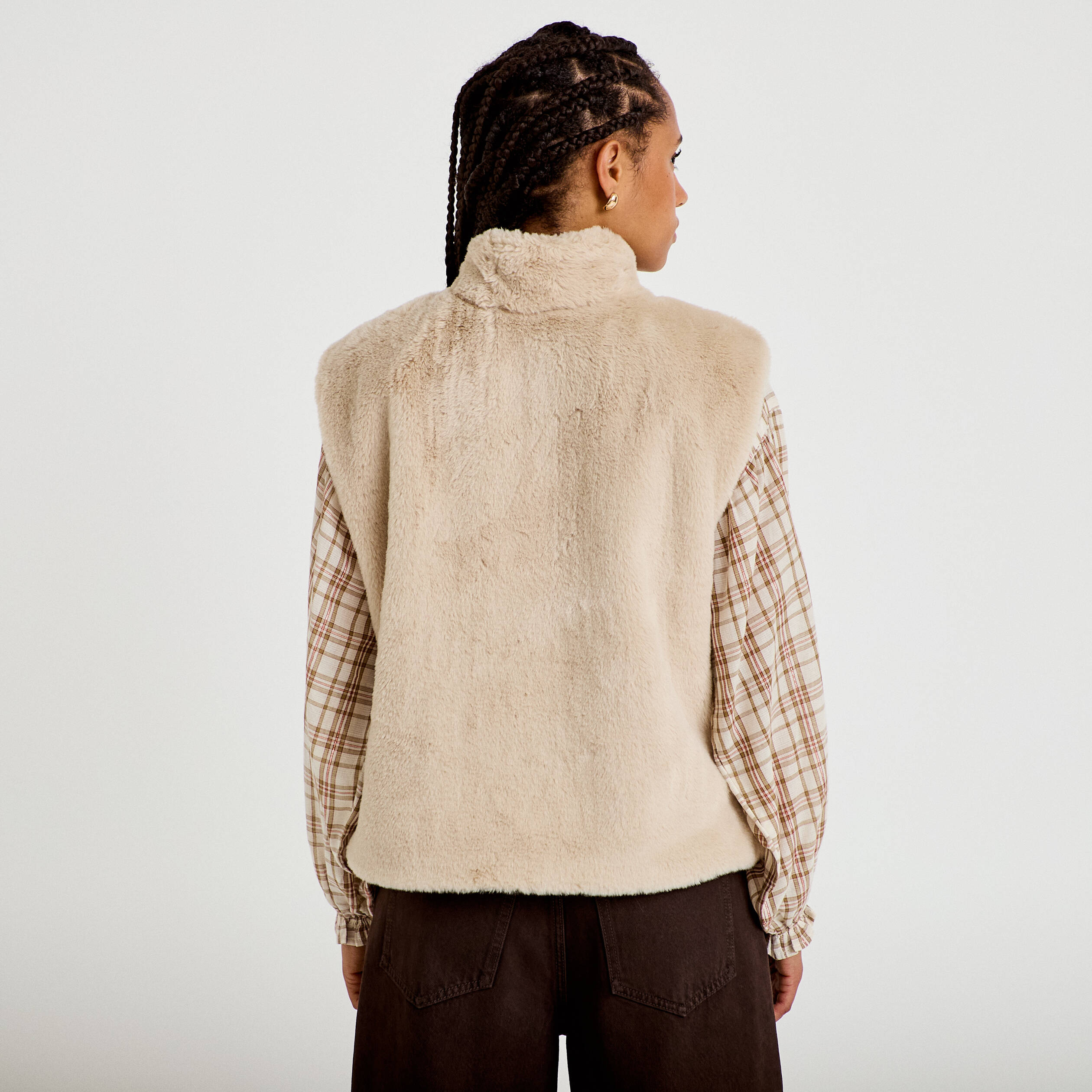 Veste r&eacute;versible sans manches beige femme
