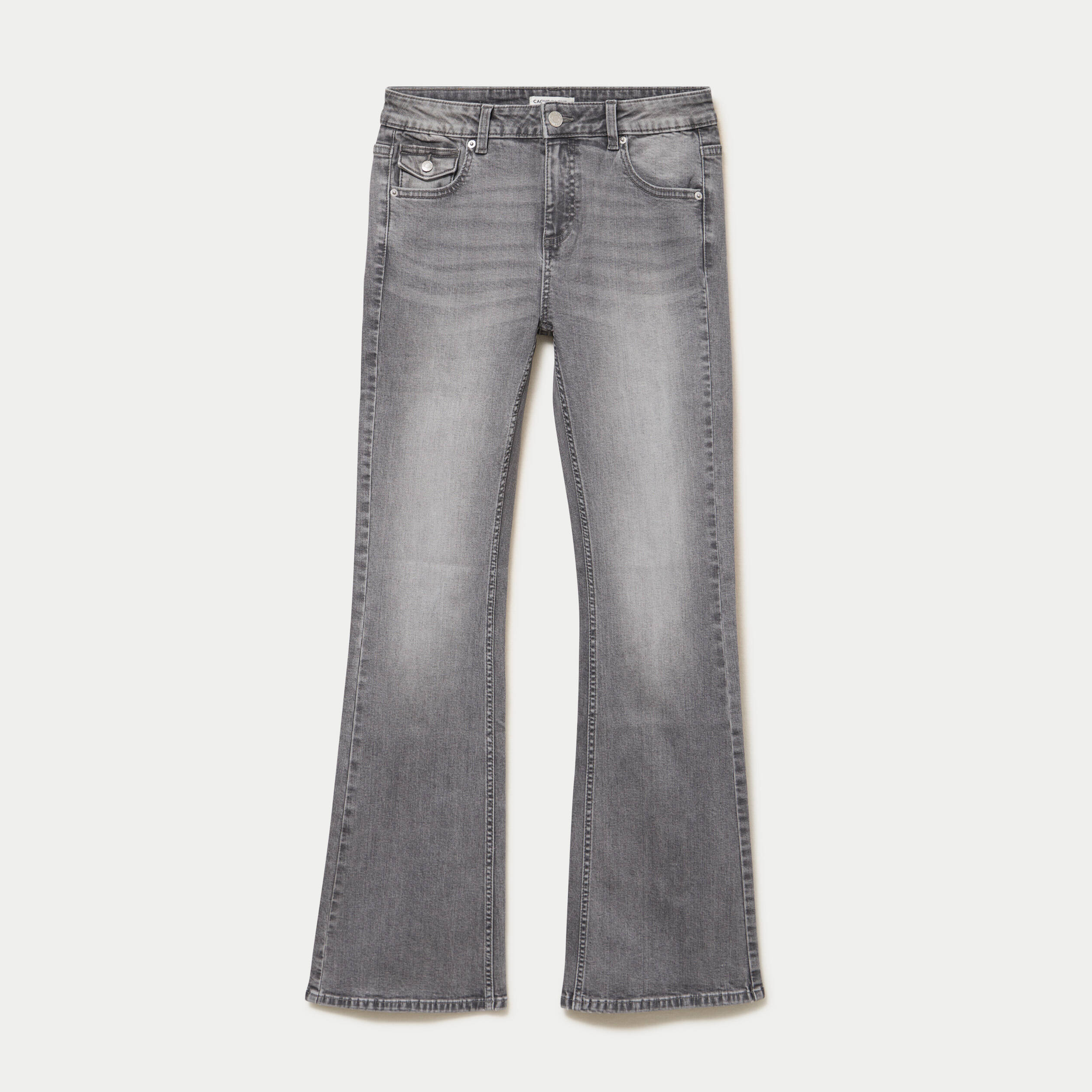 Jean bootcut taille basse denim gris femme