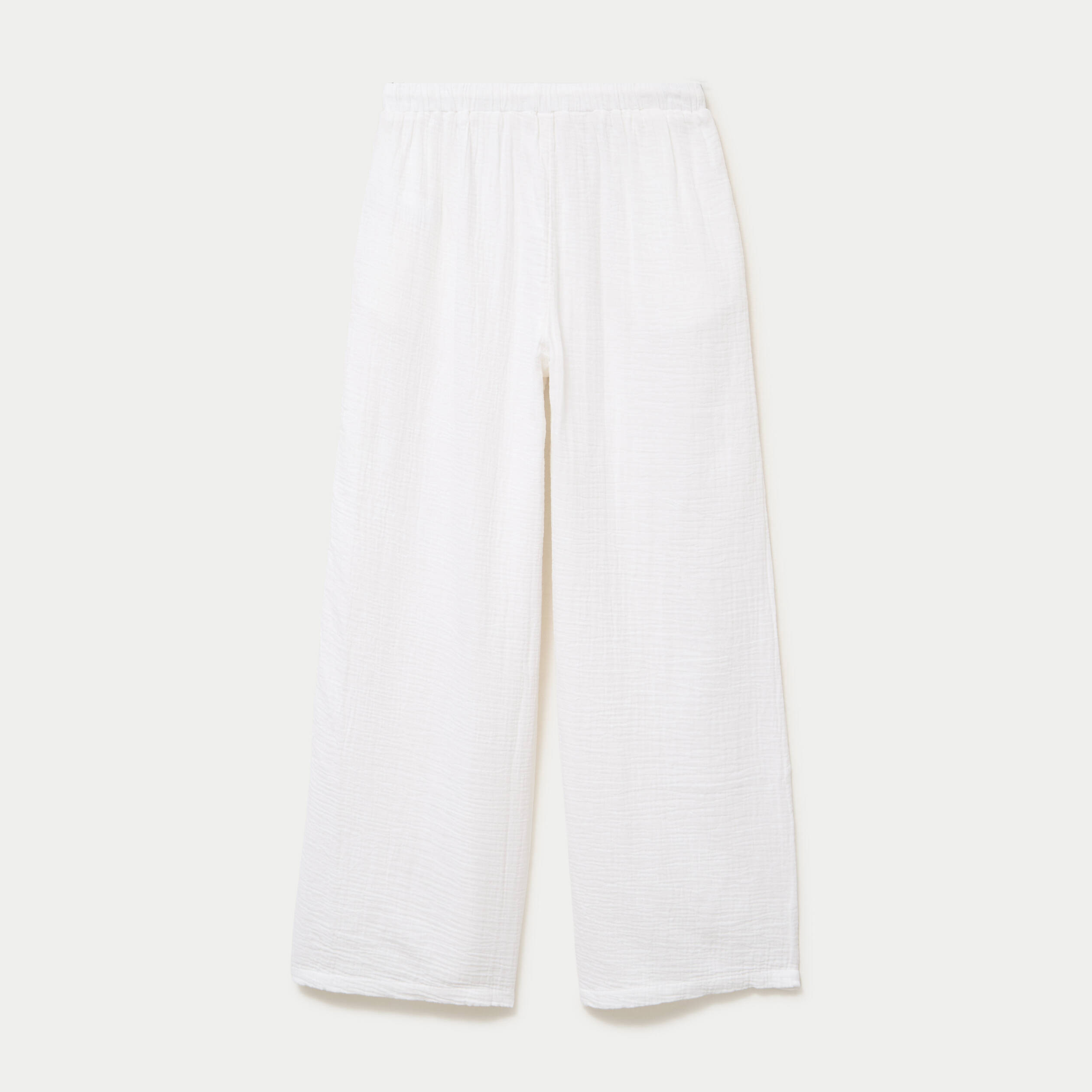 Pantalon large taille standard blanc femme