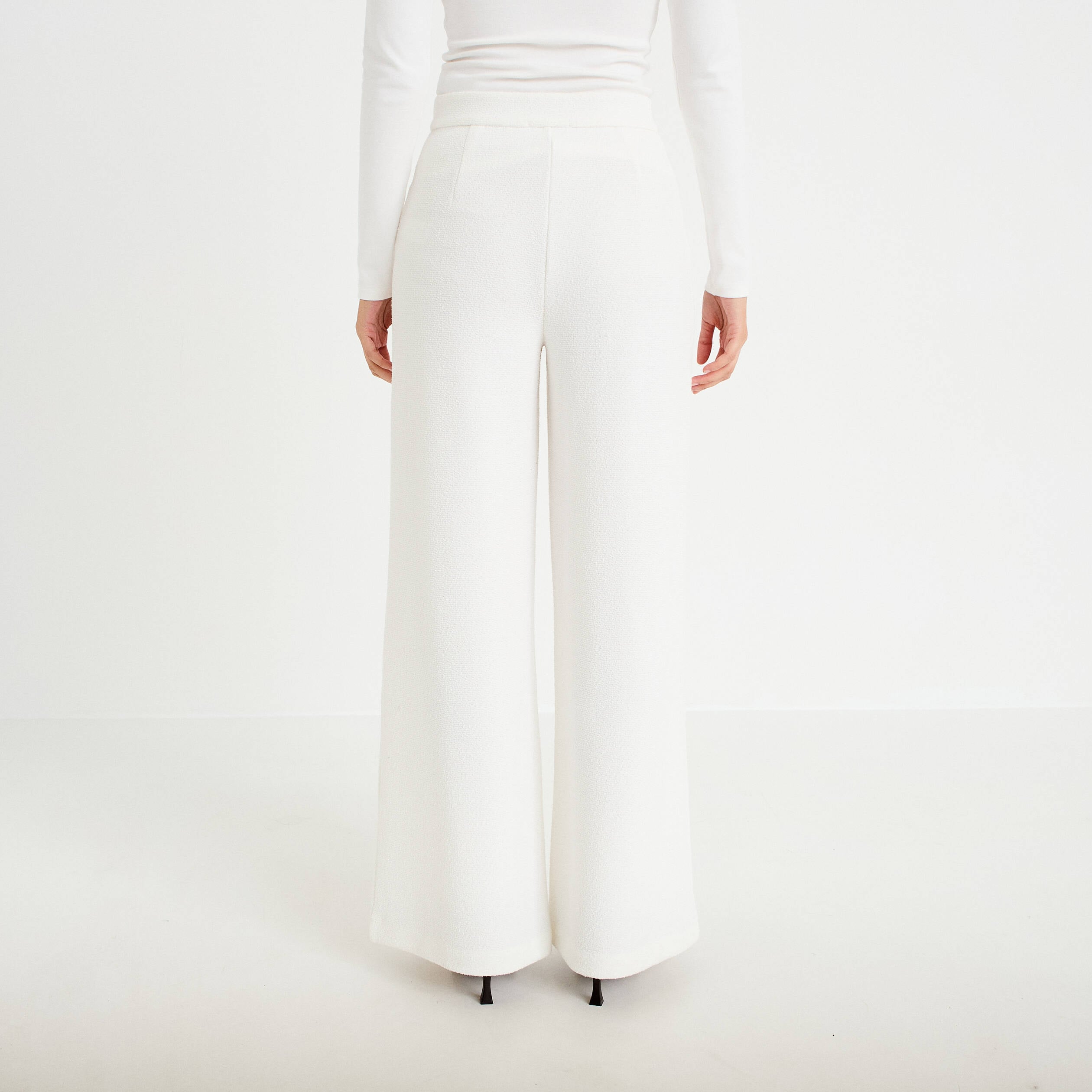 Pantalon bootcut taille standard ecru femme
