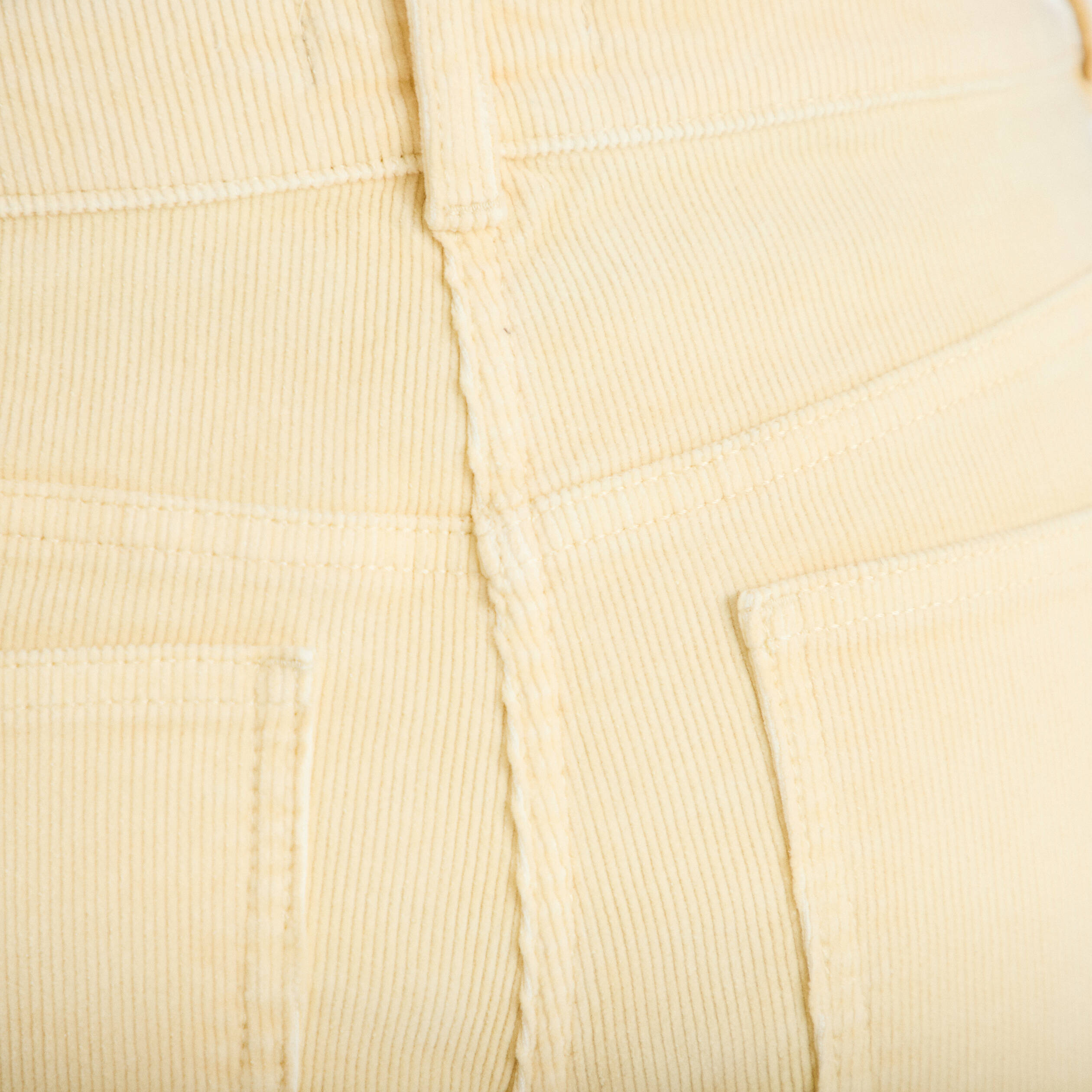 Pantalon droit en velours jaune femme