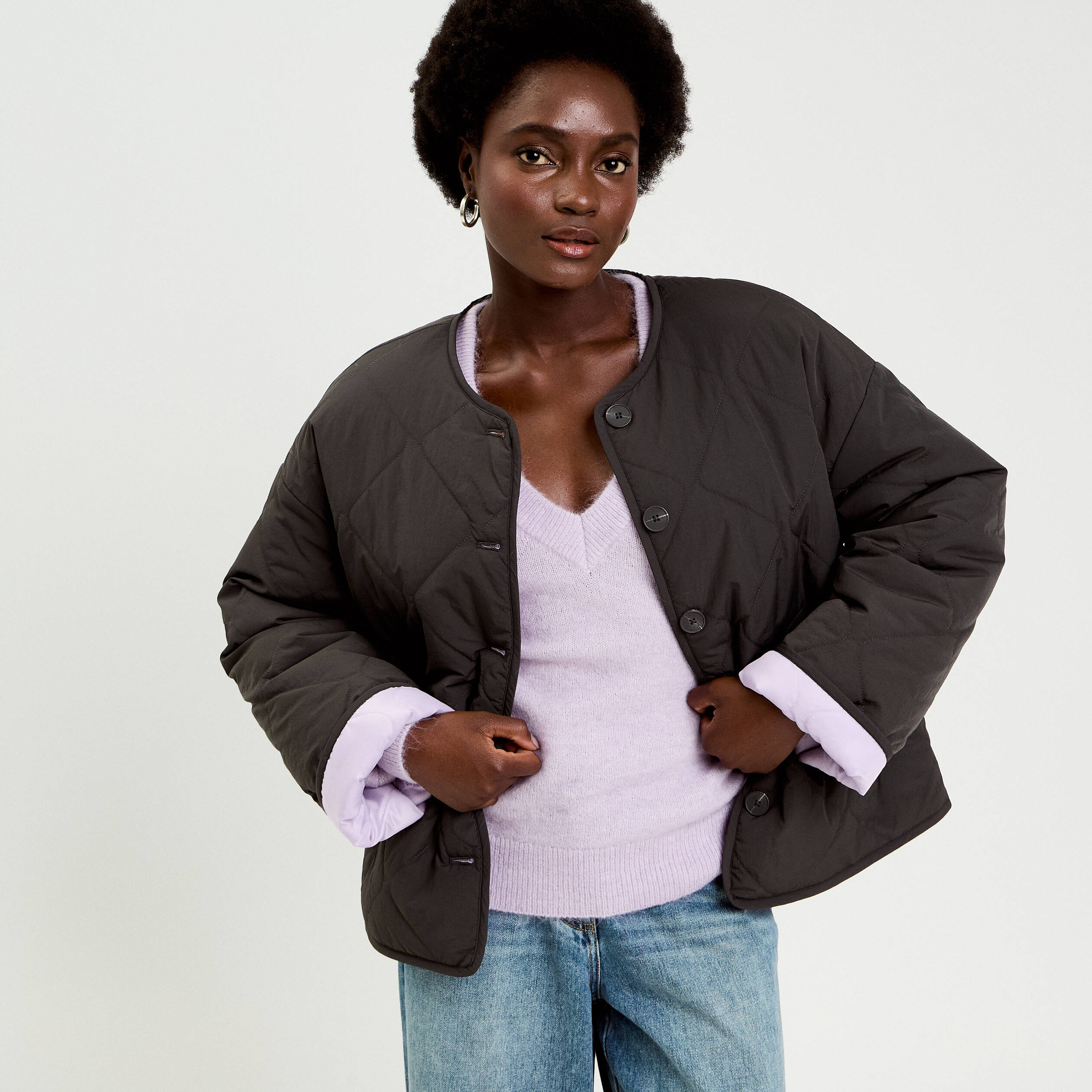 Veste matelass&eacute;e bleu marine femme