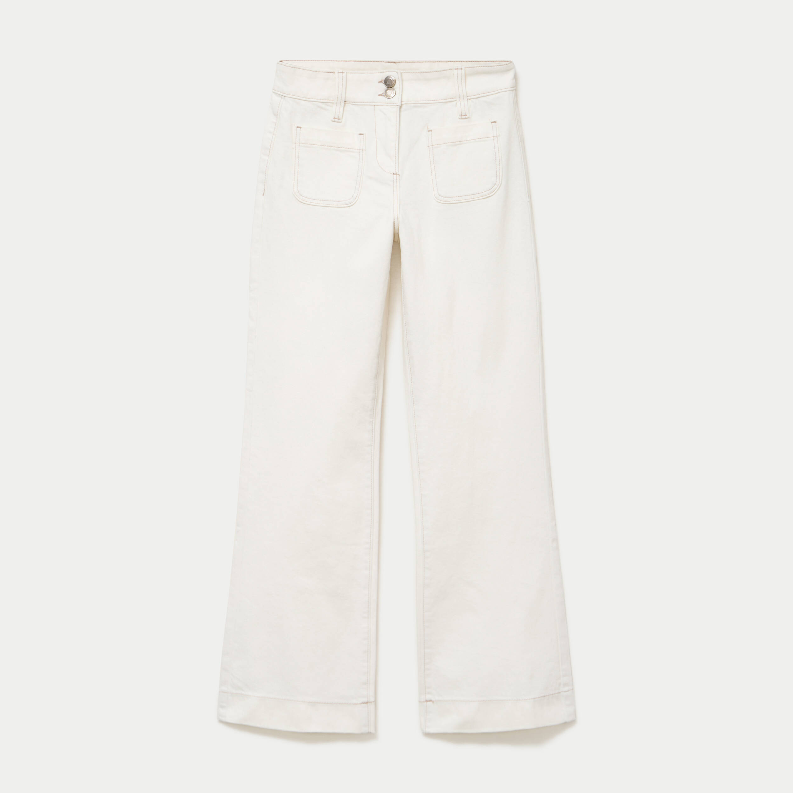 Jean bootcut taille haute denim blanc femme