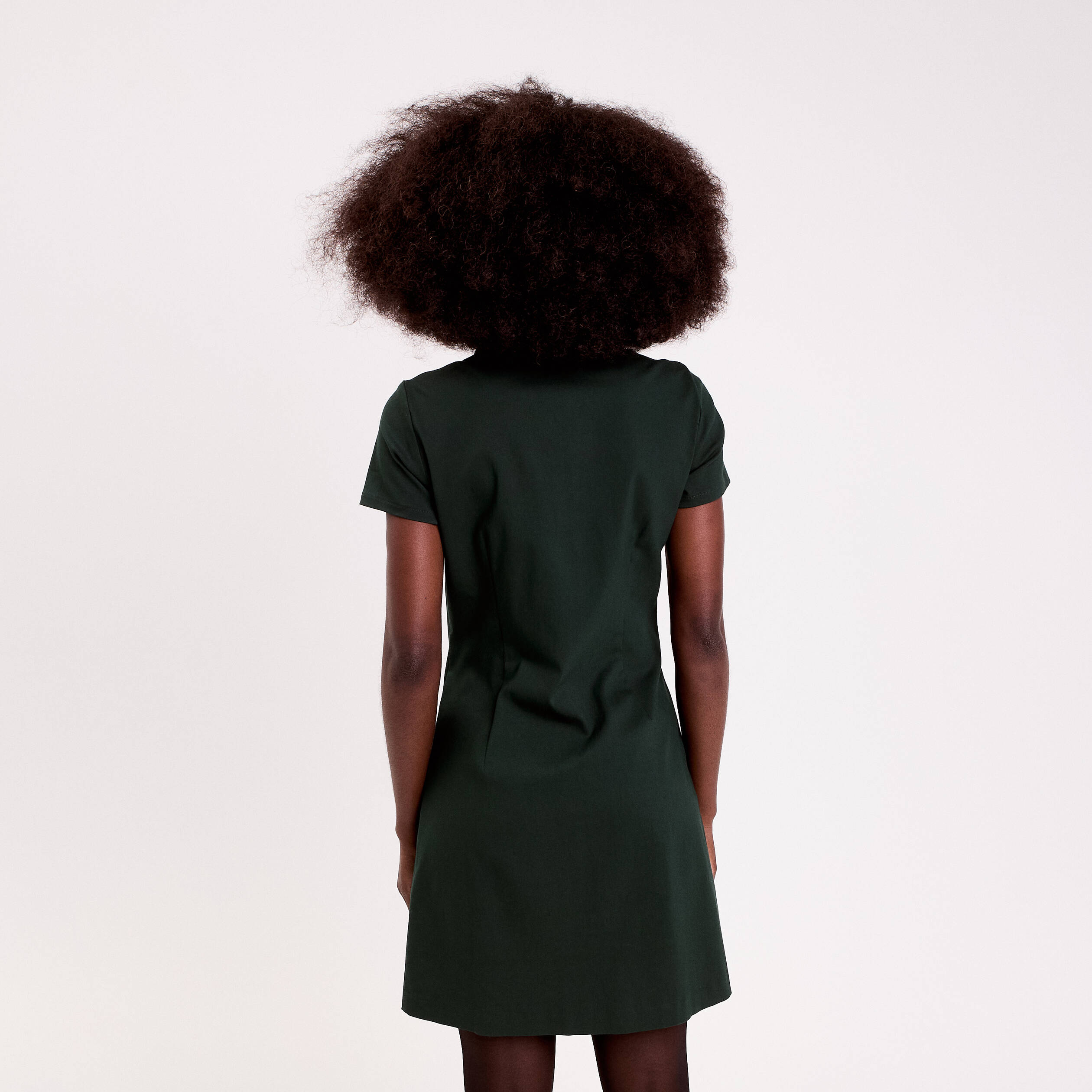 Robe droite boutonn&eacute;e vert fonc&eacute; femme