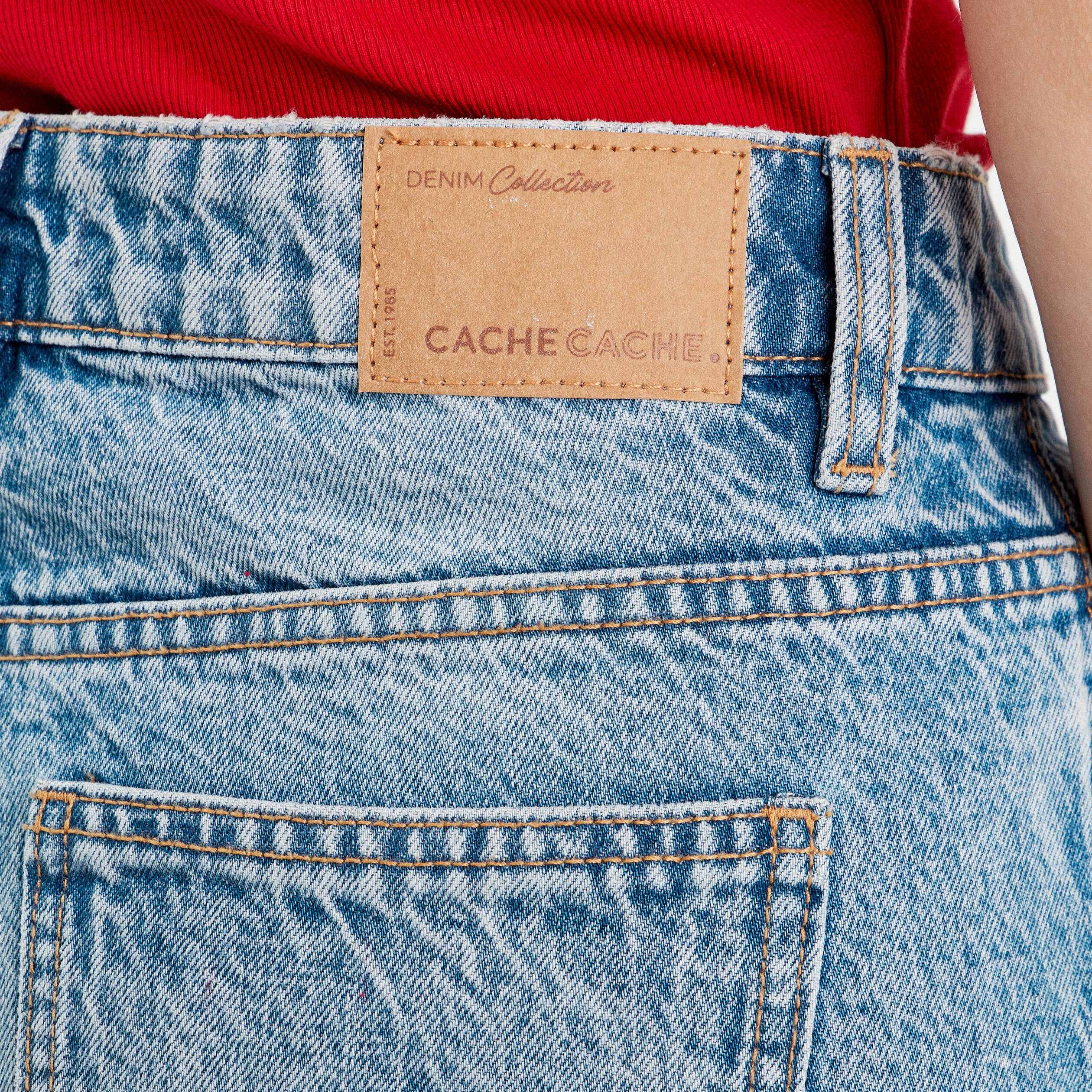 jeans droit 5 poches denim double stone femme Jeans droit 5 poches denim double stone femme