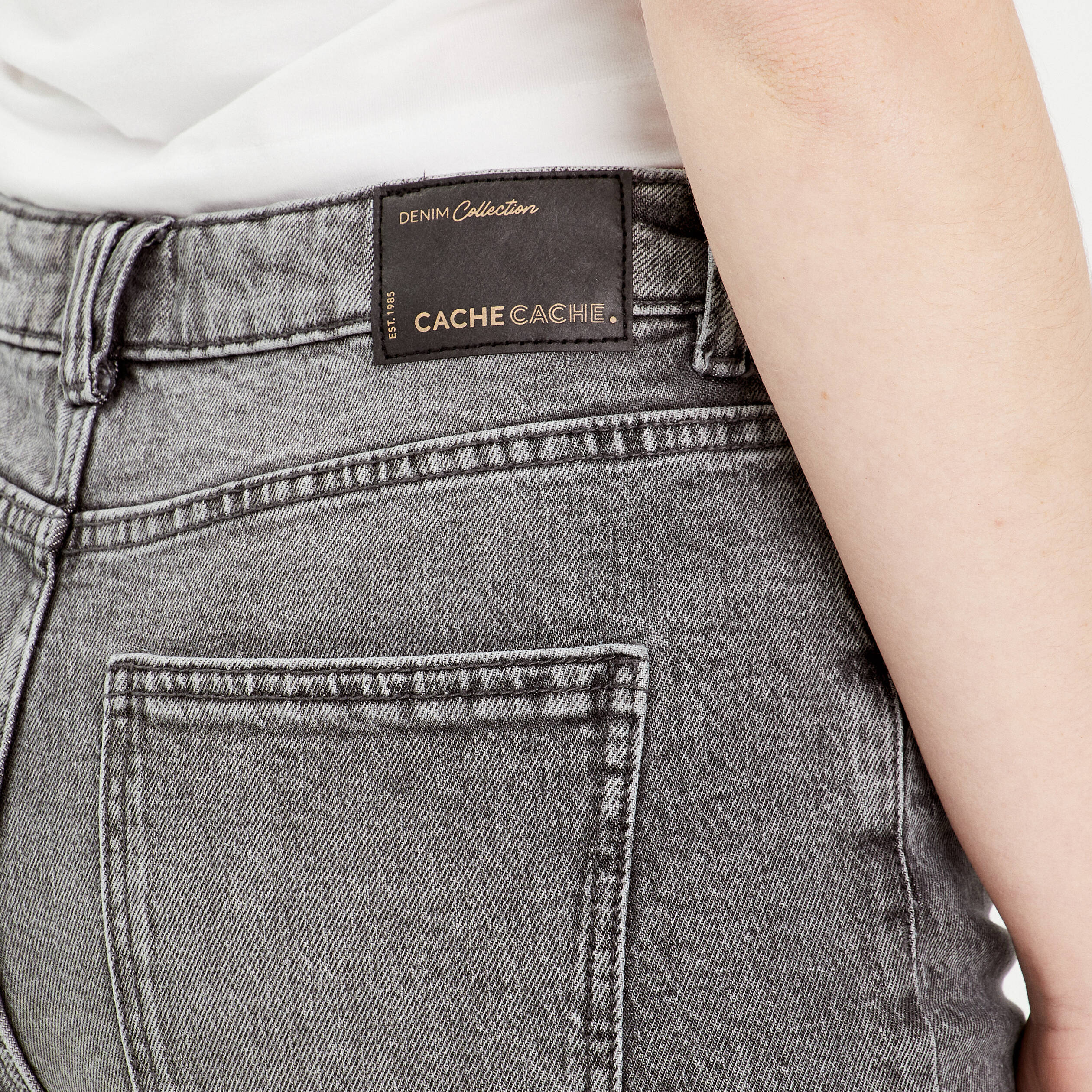 Jean gris femme coupe droite best sale
