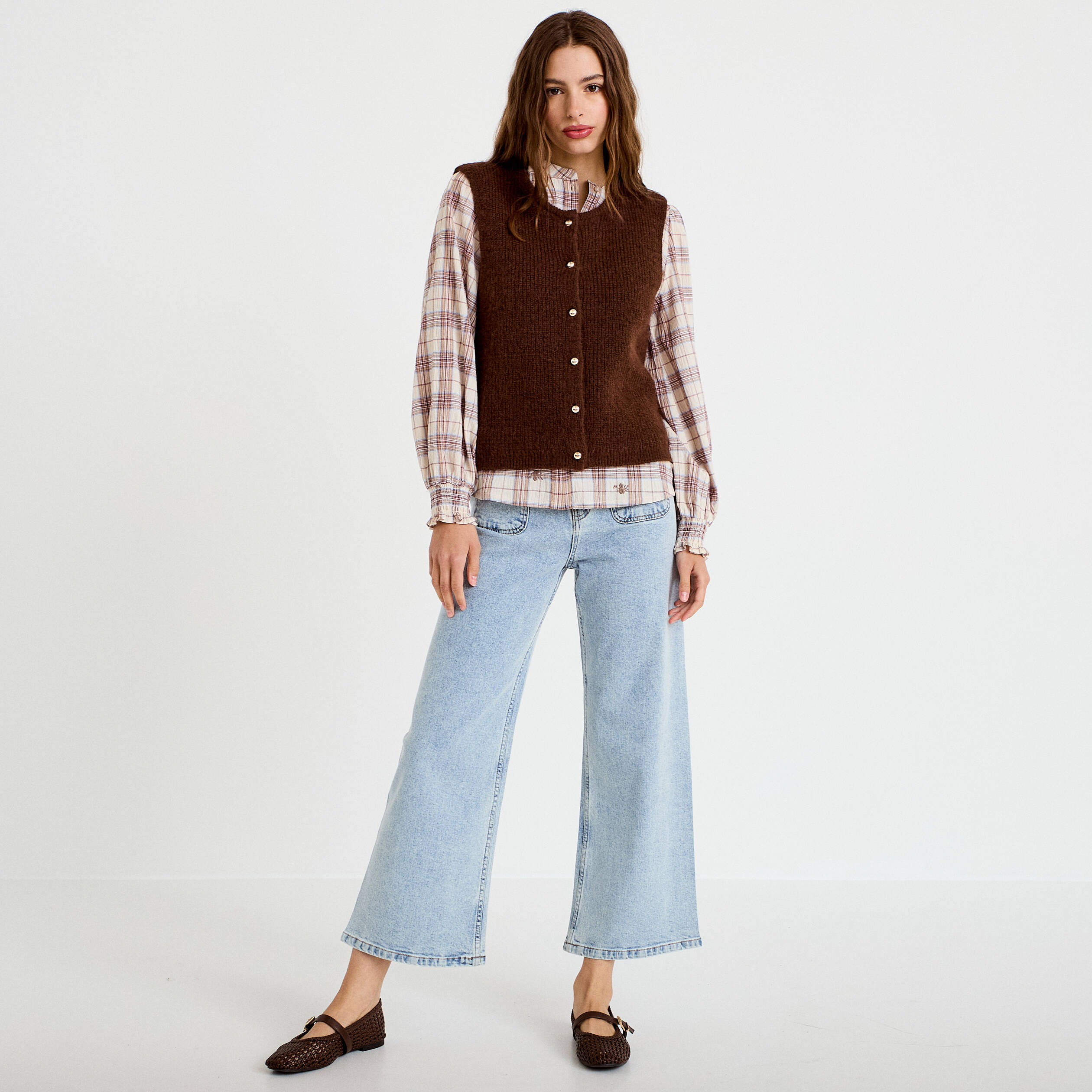 Gilet sans manches marron fonc&eacute; femme
