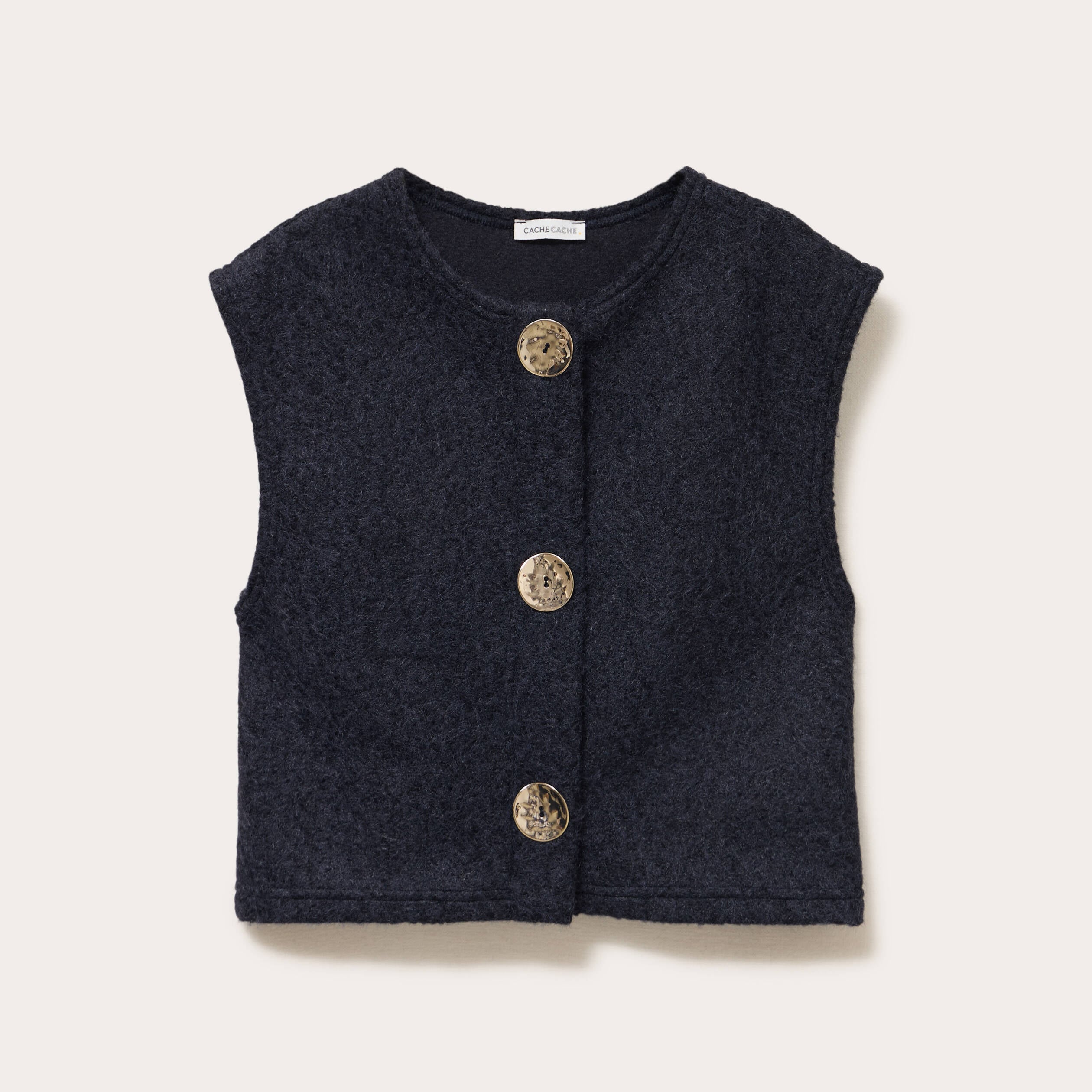 Gilet sans manches effet polaire bleu marine femme