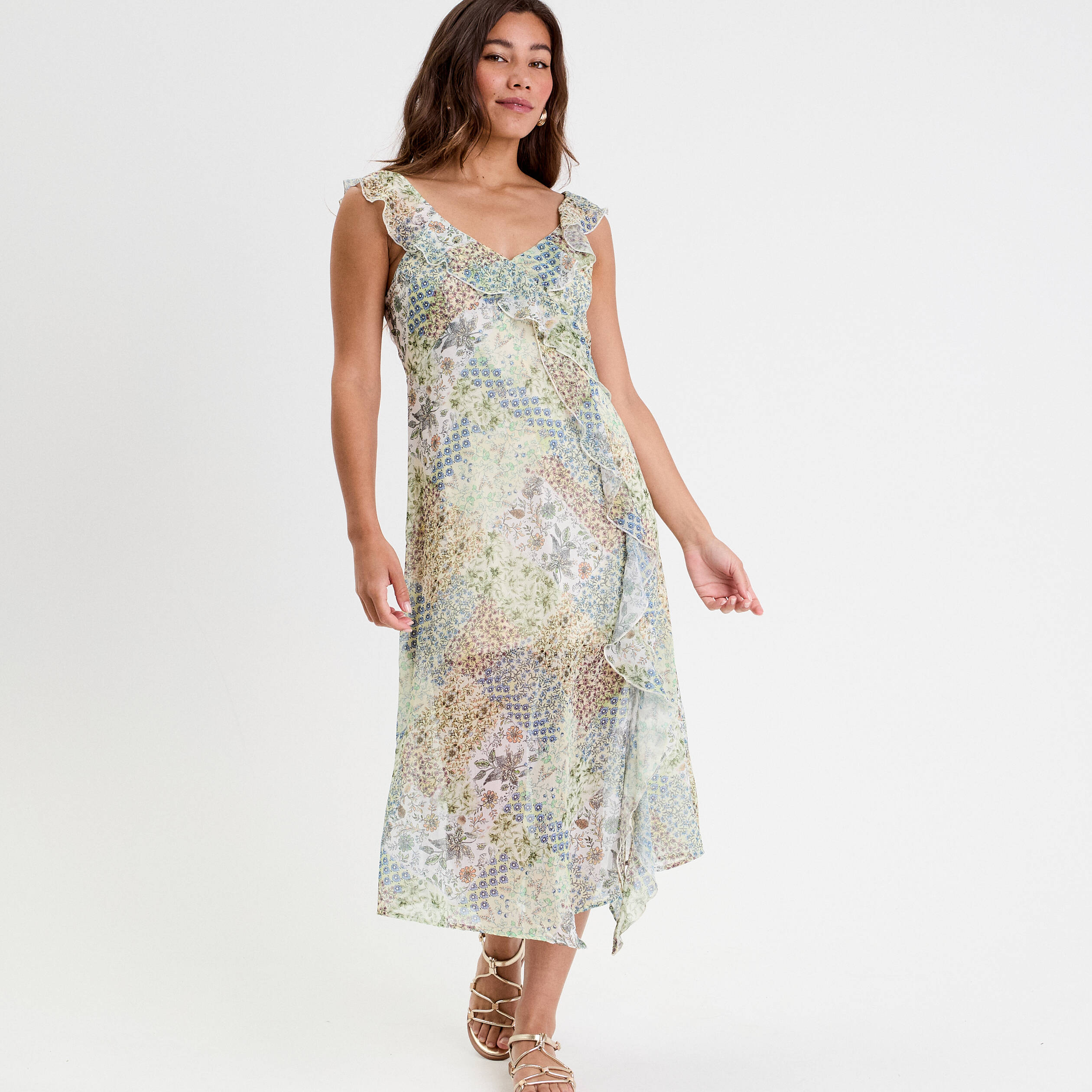 robe longue evasee volants blanc femme Robe longue évasée volants blanc femme