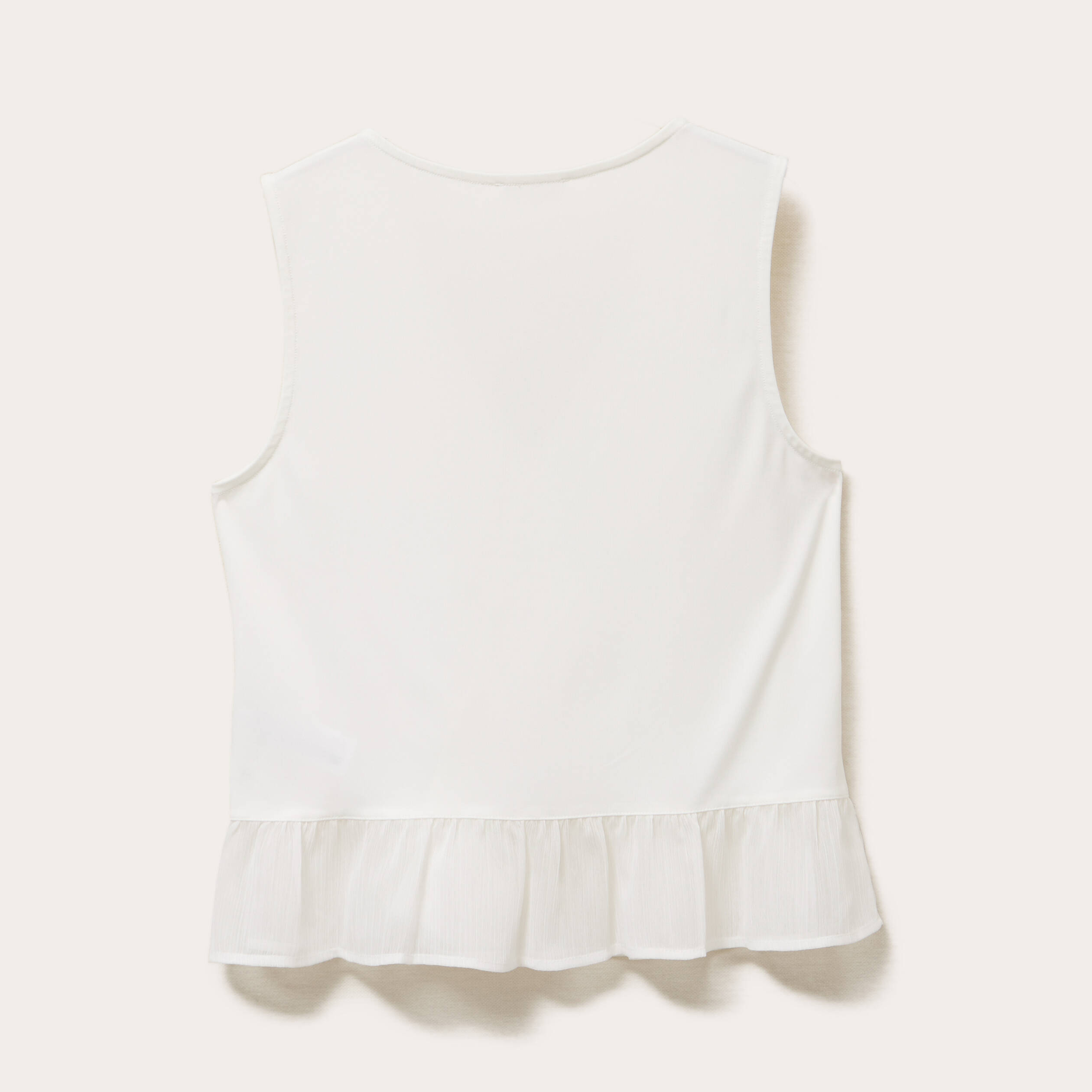 Blouse sans manches volants ecru femme
