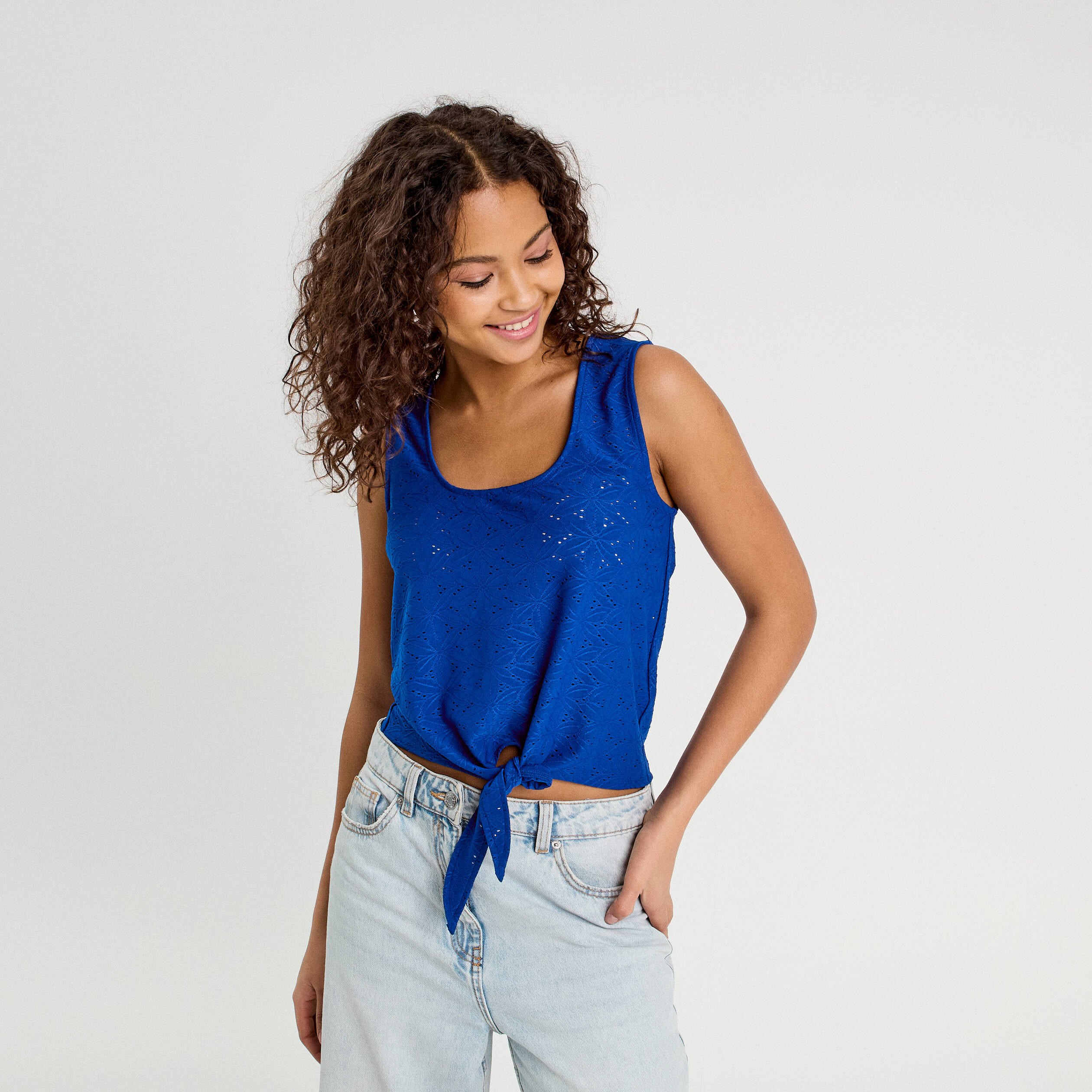 D&eacute;bardeur cropped nou&eacute; bleu electrique femme