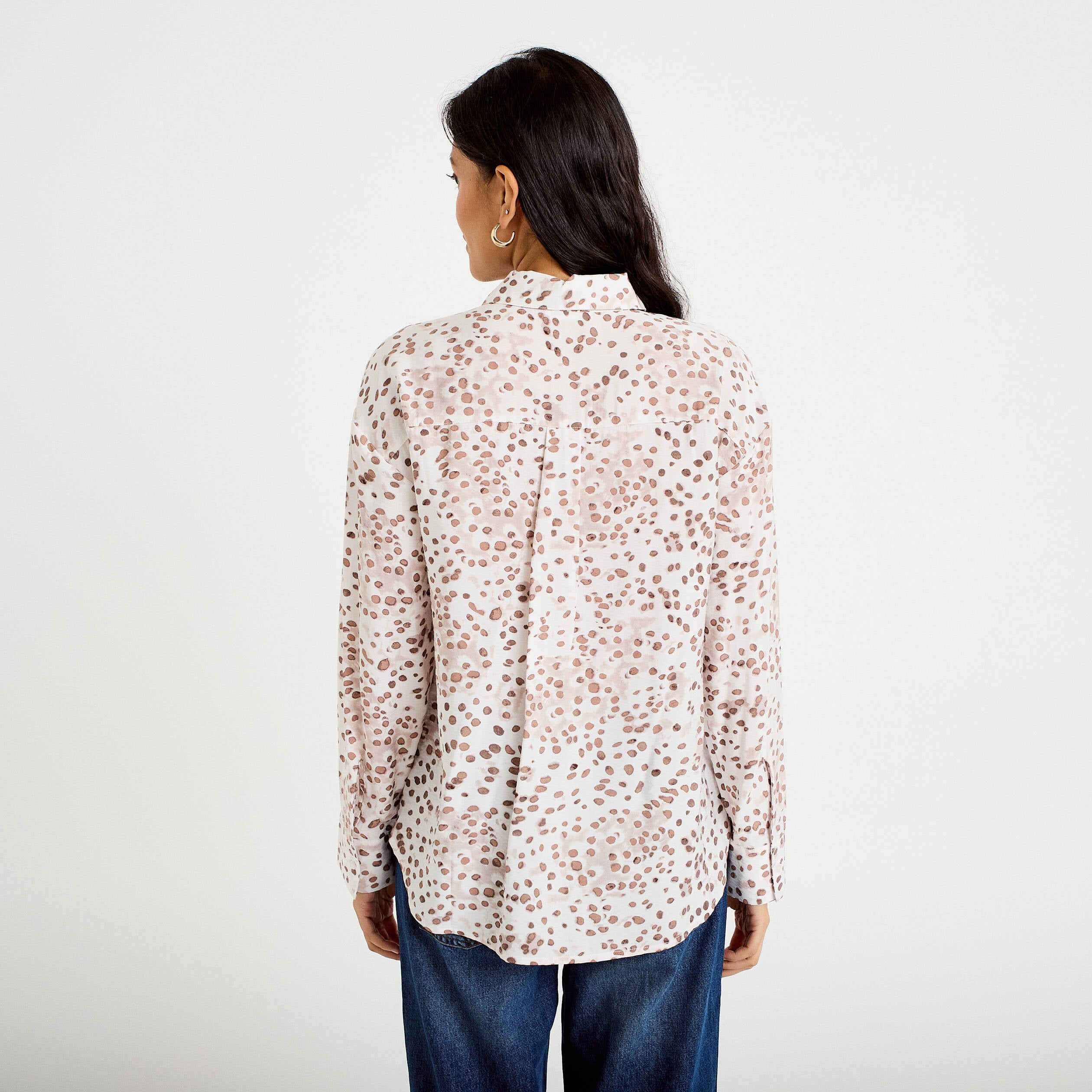 Chemise droite manches longues blanc femme