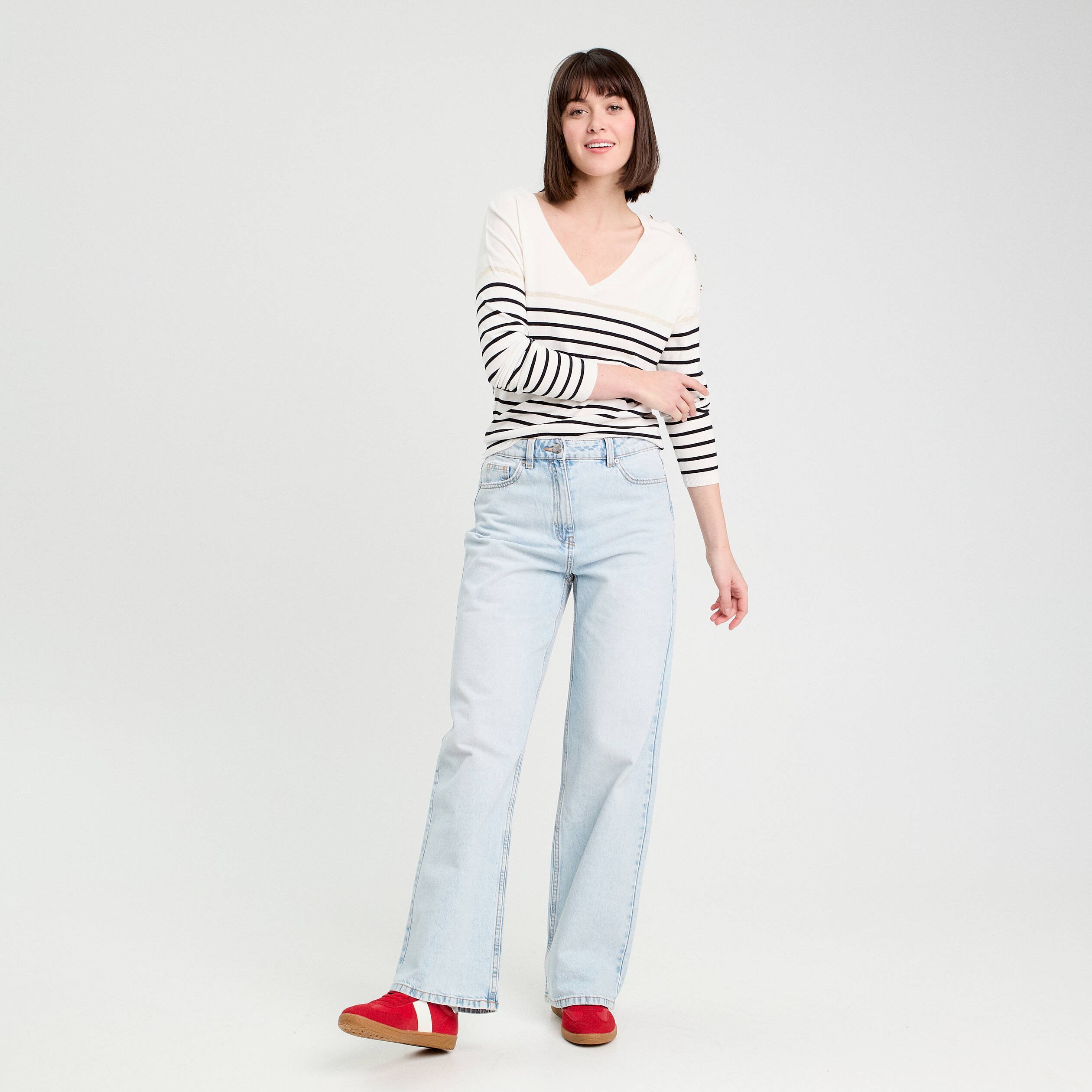 pull avec boutons ecru femme Pull avec boutons ecru femme