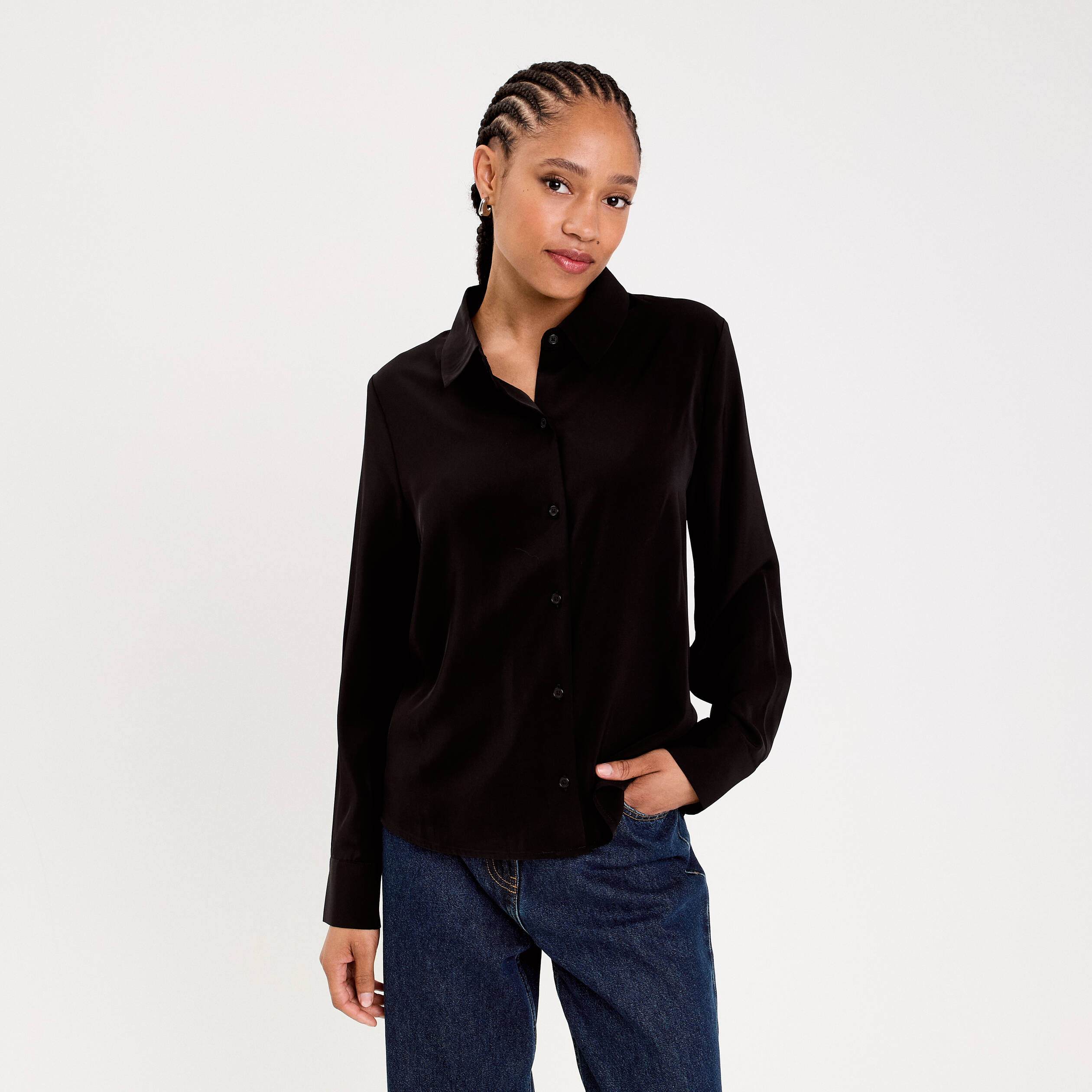 Chemisier Noir Femme Taille 42 - H&M Coton Facile à Porter