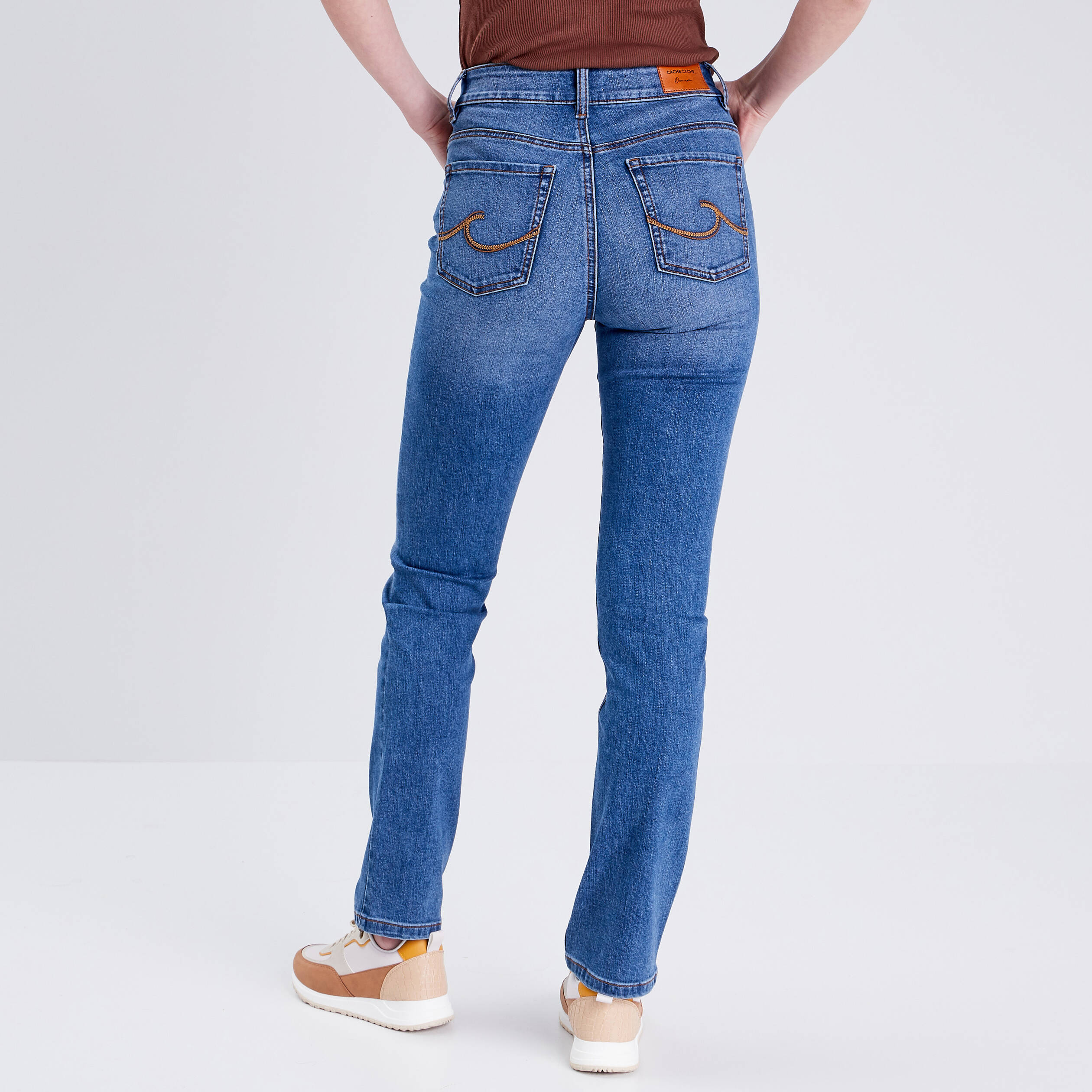 jeans droit taille haute denim stone femme Jeans droit taille haute denim stone femme
