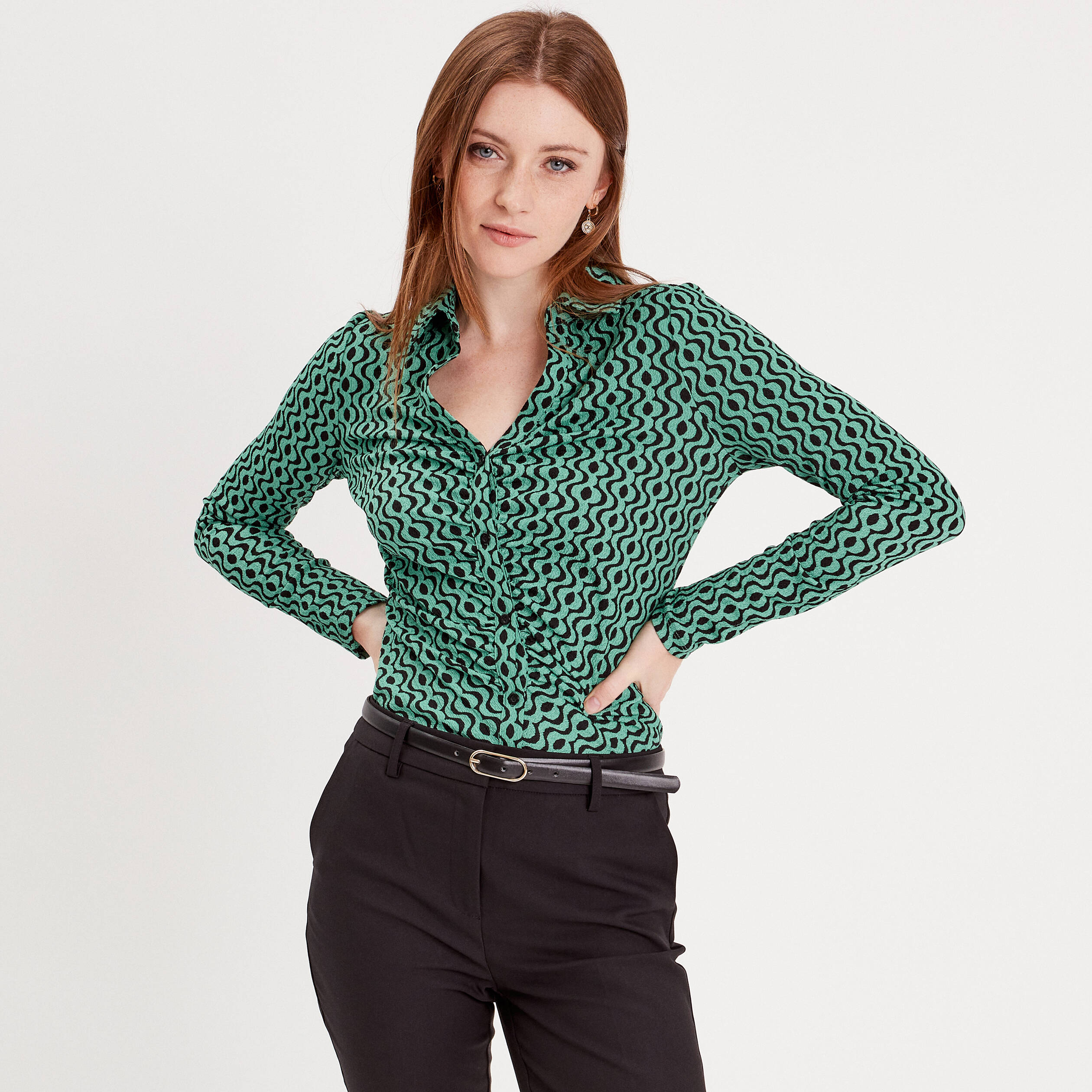 blouse manches longues froncee noir femme Blouse manches longues froncée noir femme