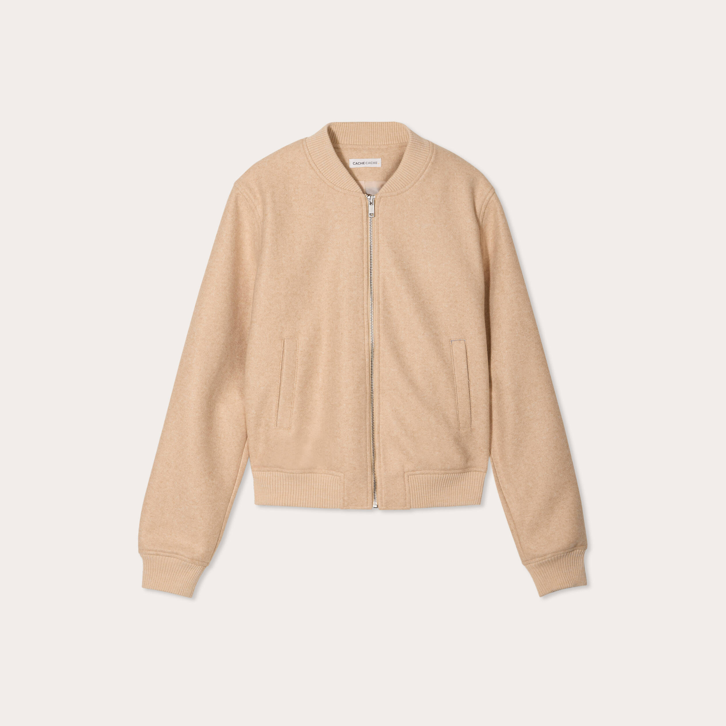 veste teddy zippee beige femme Veste teddy zippée beige femme