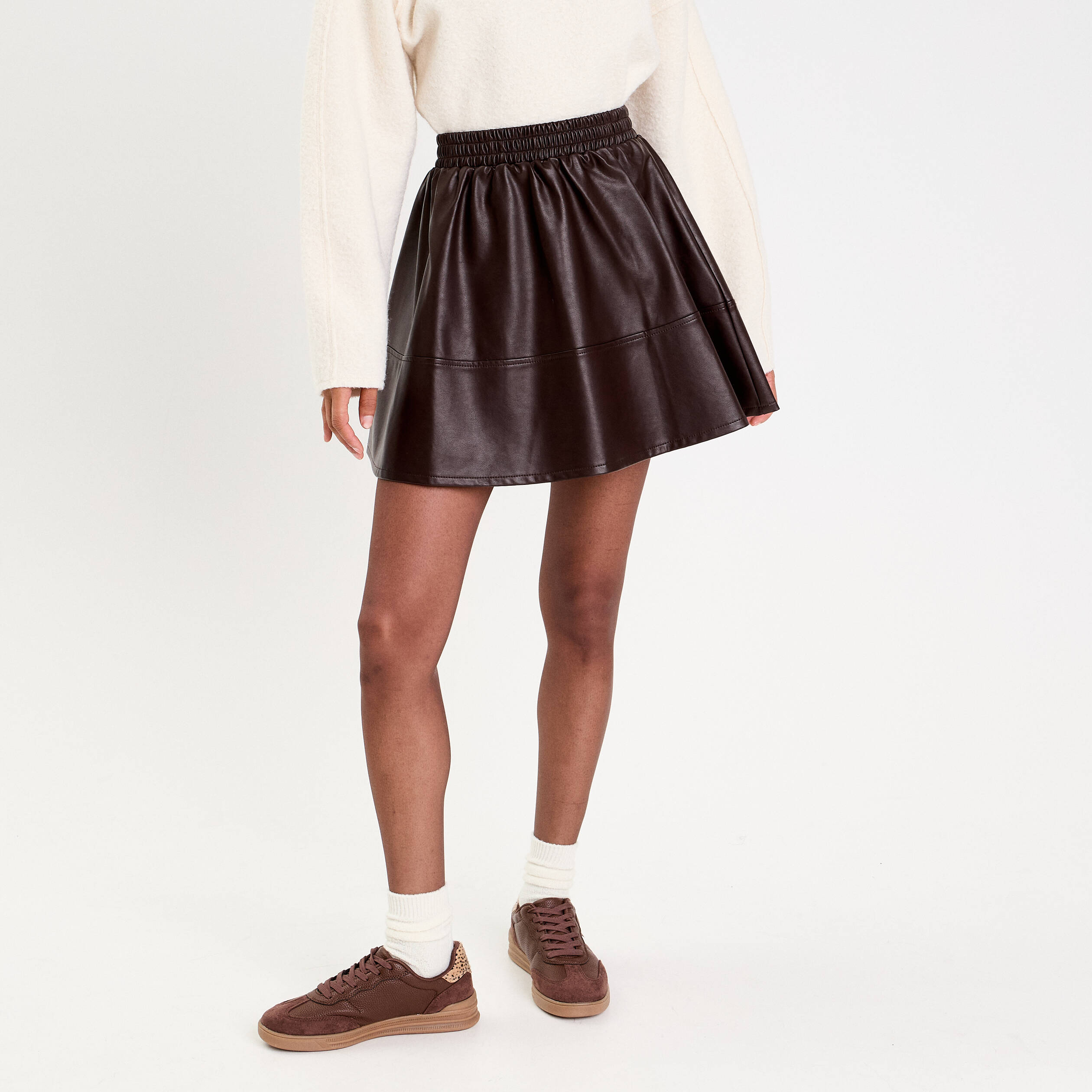 Jupe Patineuse Iris En Simili Cuir Perforé Vert – Taille S, évasée, état Très Bon