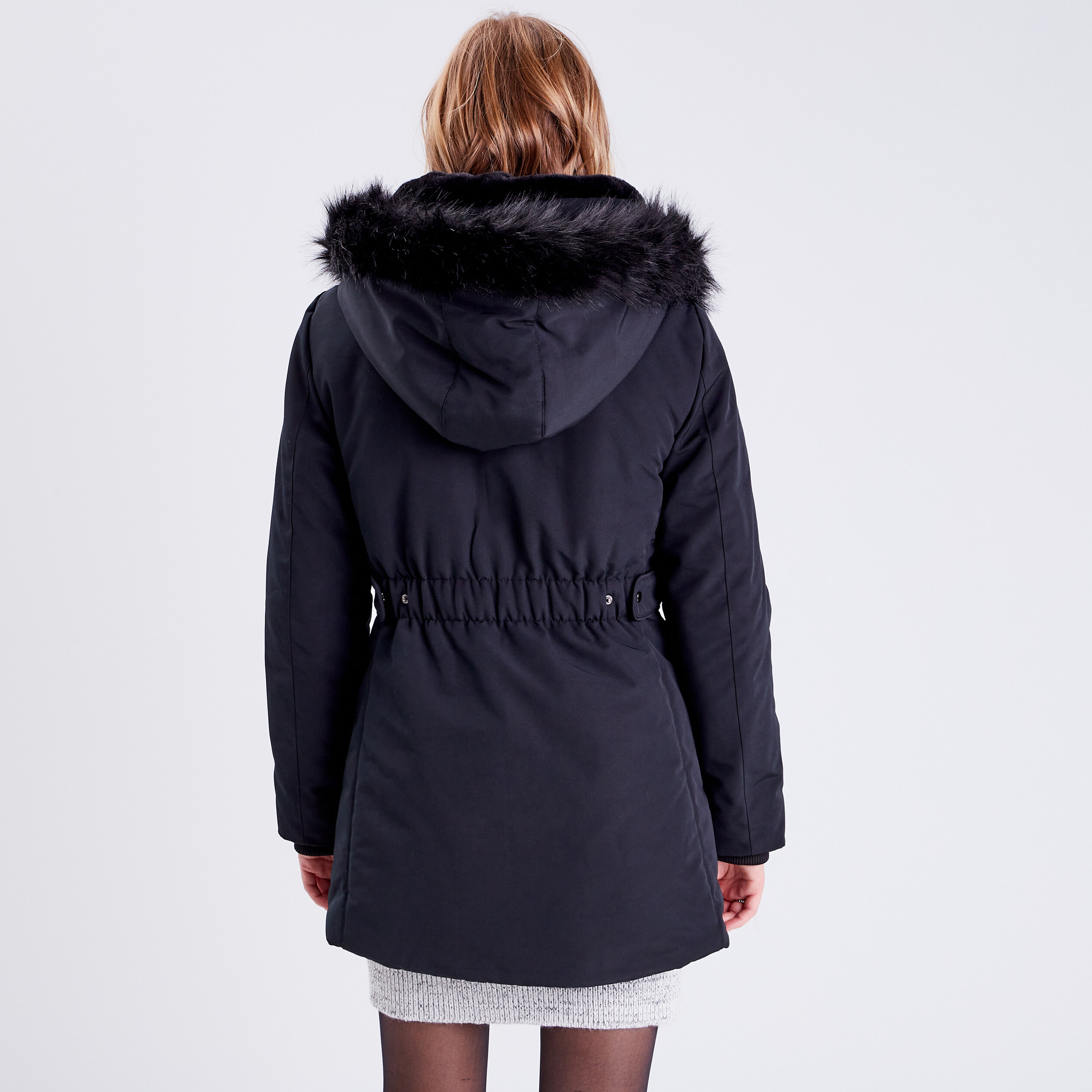 parka droite avec capuche noir femme Parka droite avec capuche noir femme