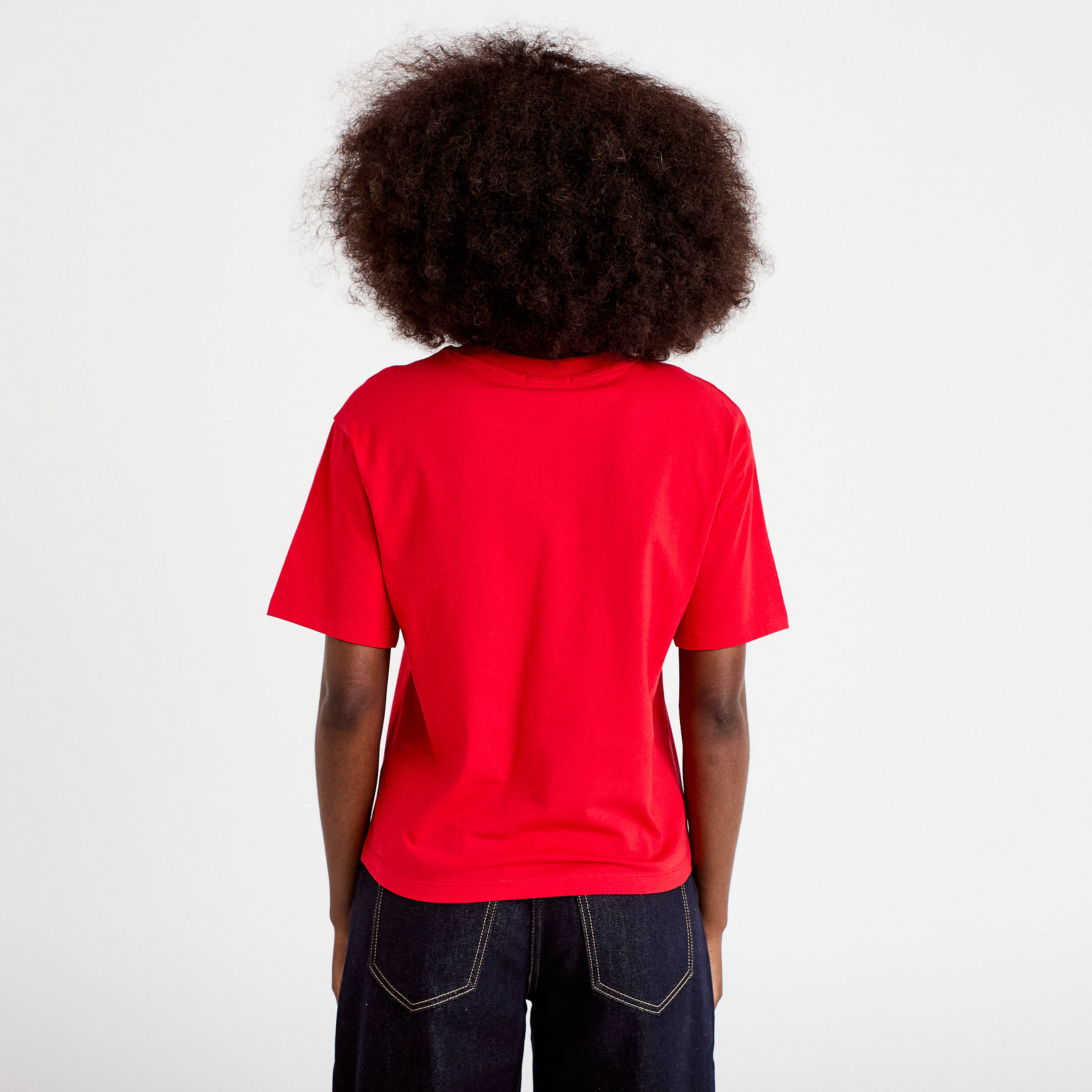 T-shirt col rond manches courtes rouge femme