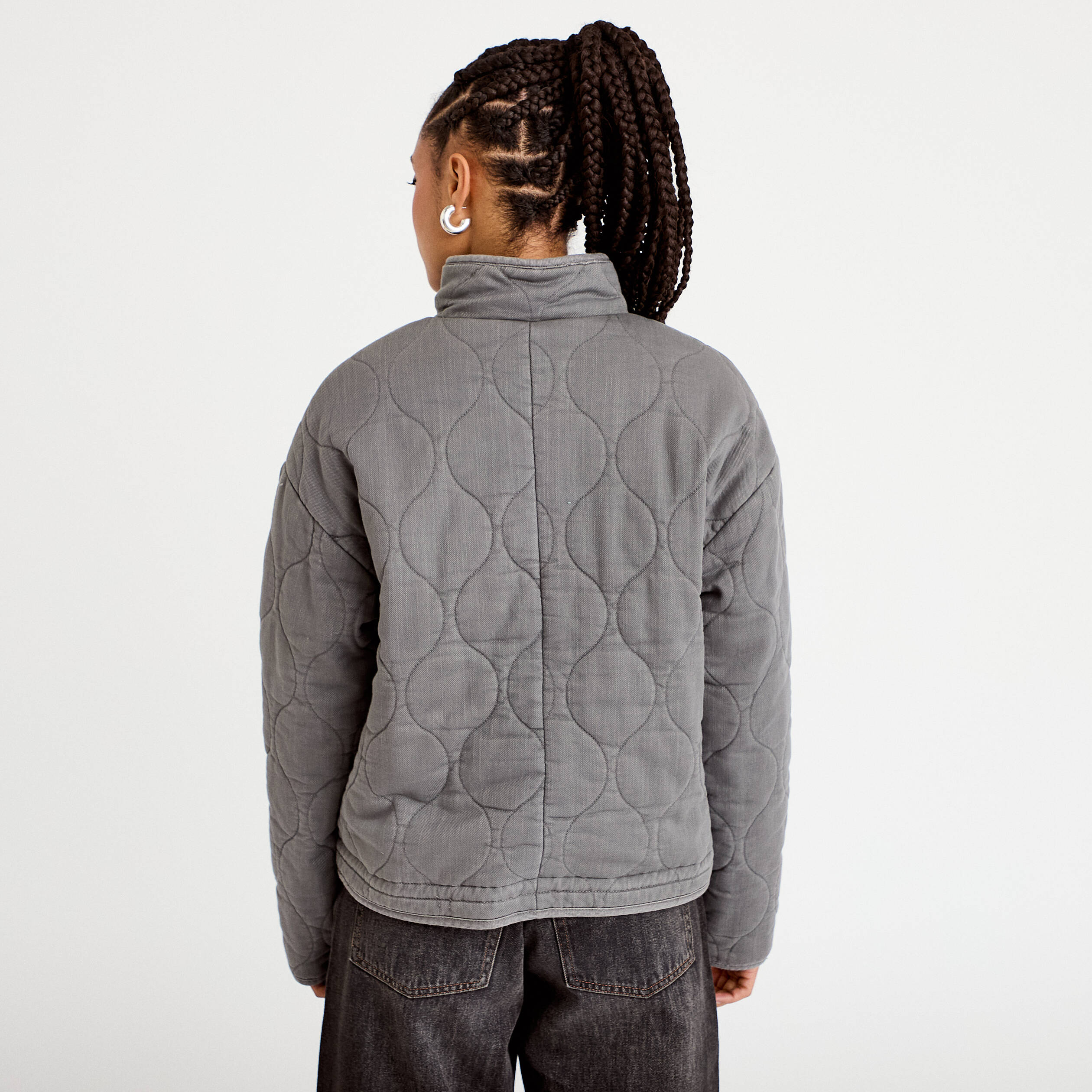 Veste matelass&eacute;e zipp&eacute;e gris clair femme