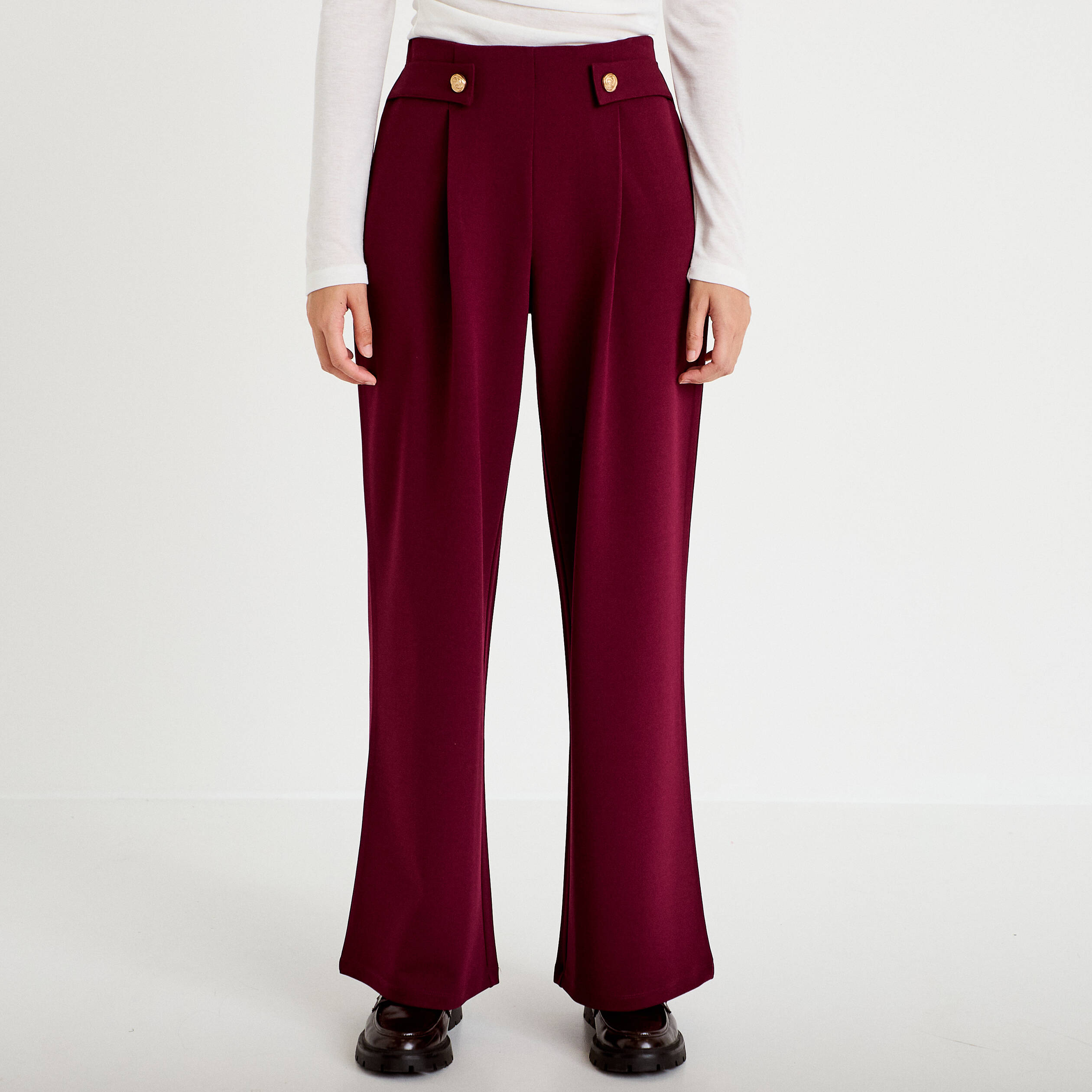 Pantalon bootcut taille standard bordeaux femme