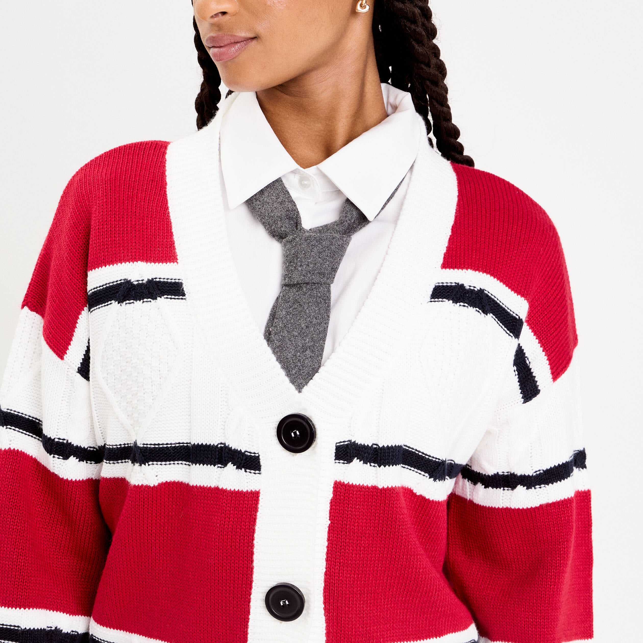 Gilet manches longues rouge femme