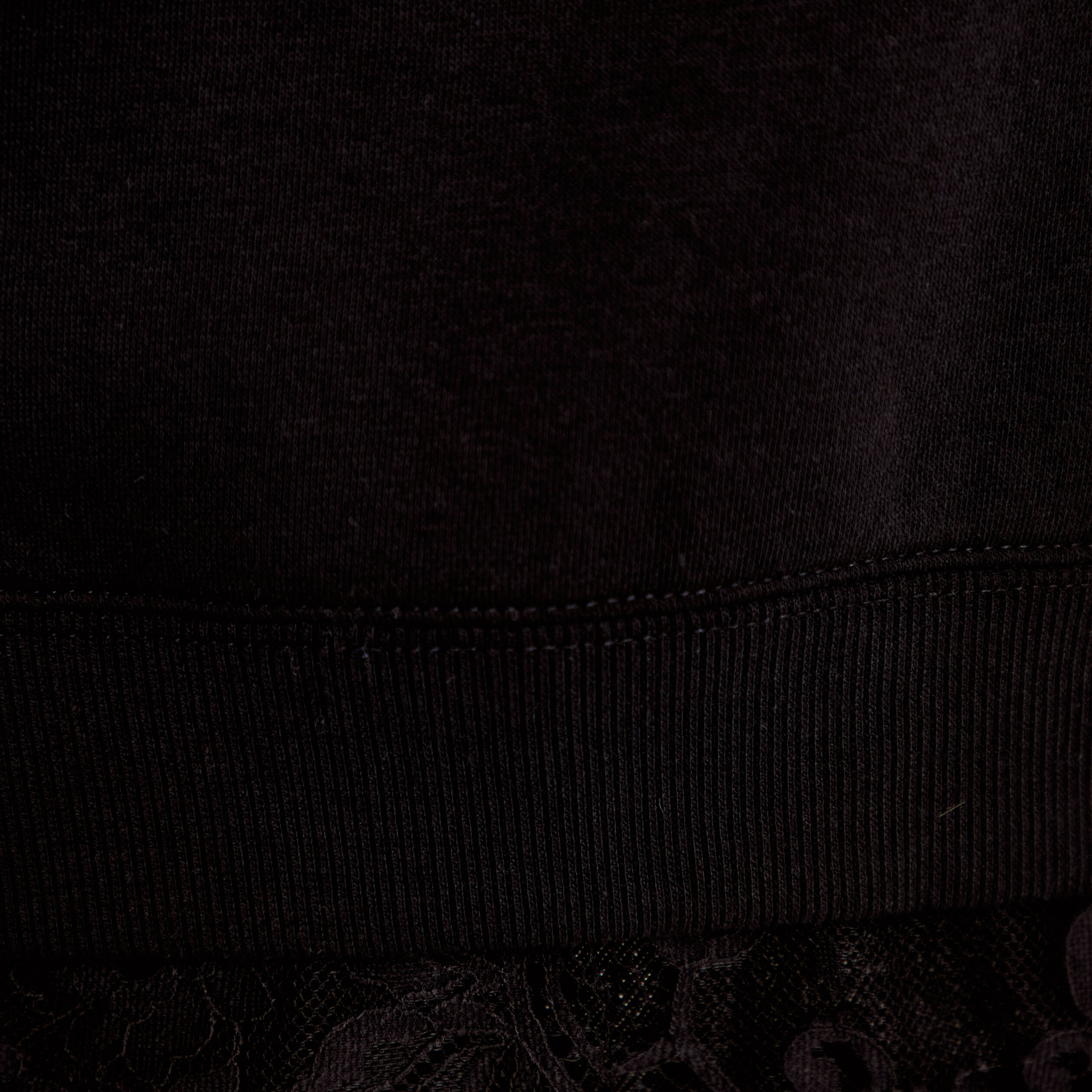 Sweat droit col rond d&eacute;tail dentelle noir femme