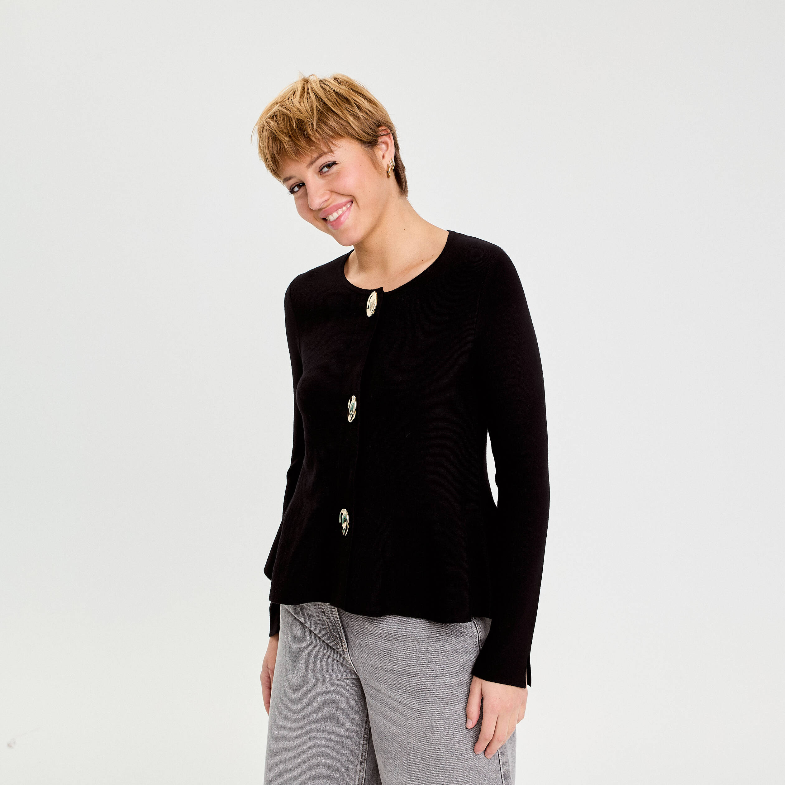 Gilet p&eacute;plum noir femme