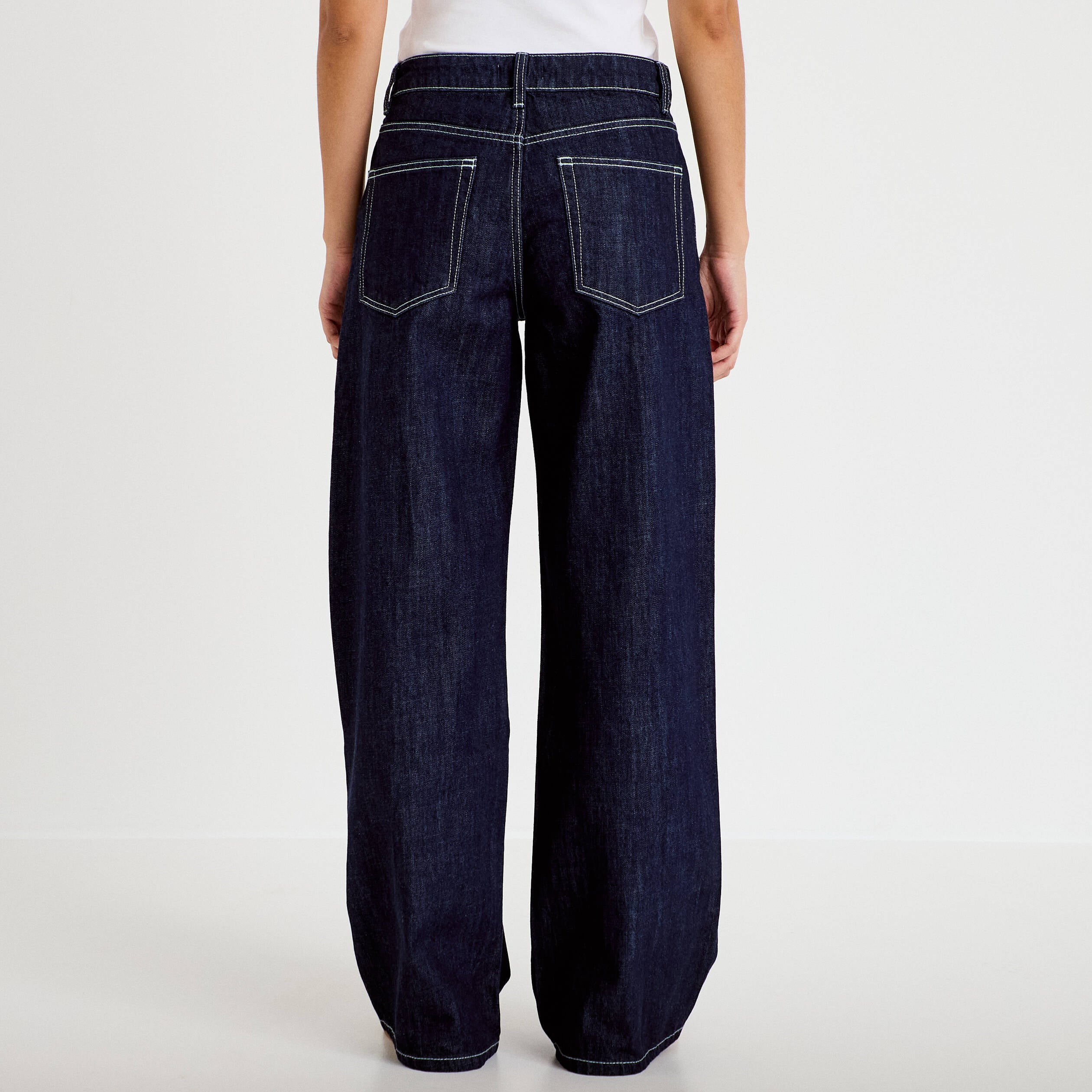 Jean wide leg taille basse denim brut femme