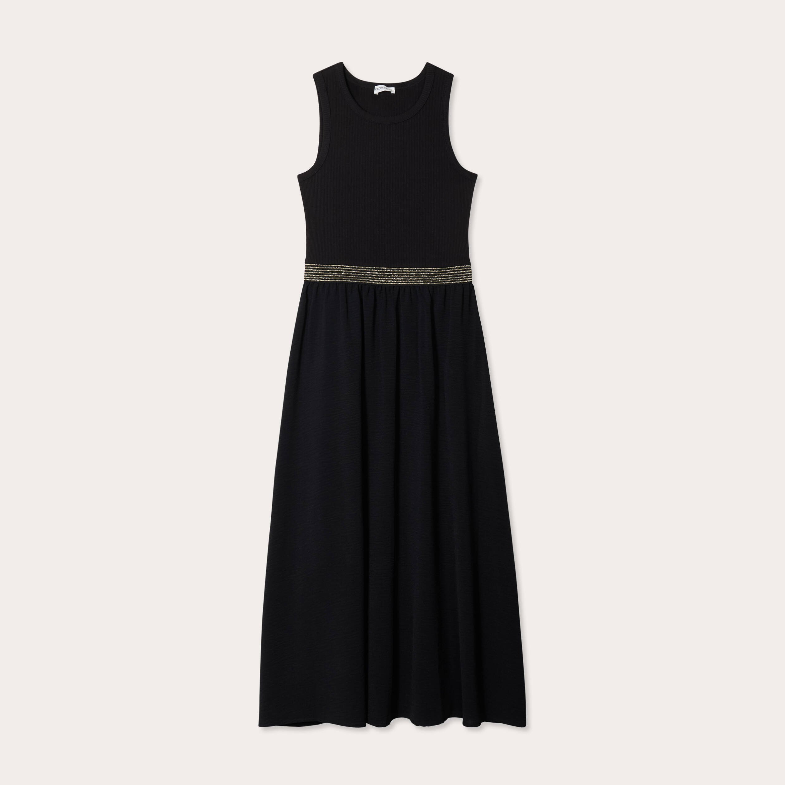 robe longue effet 2 en1 noir femme Robe longue effet 2-en1 noir femme