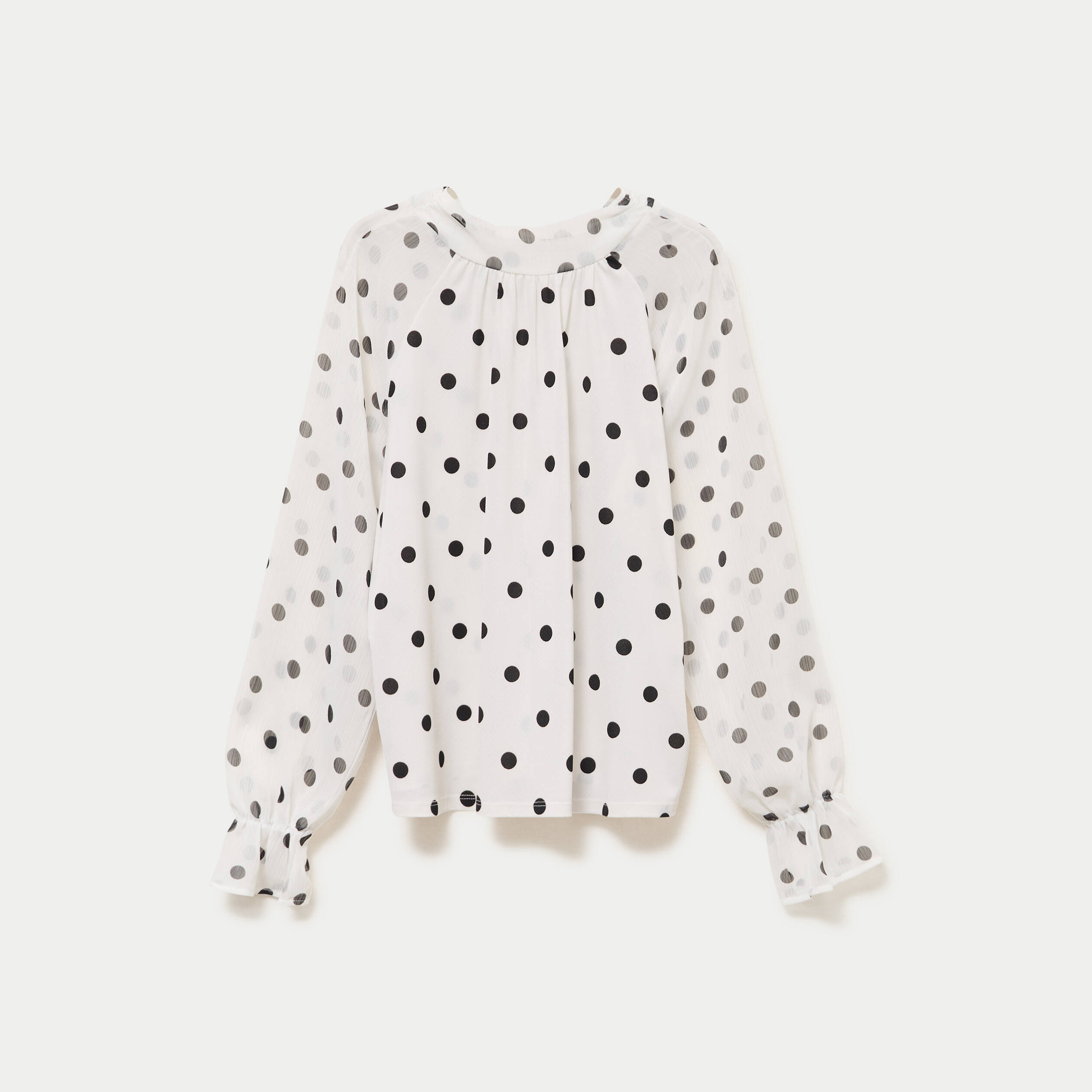 Blouse droite voile manches longues blanc femme