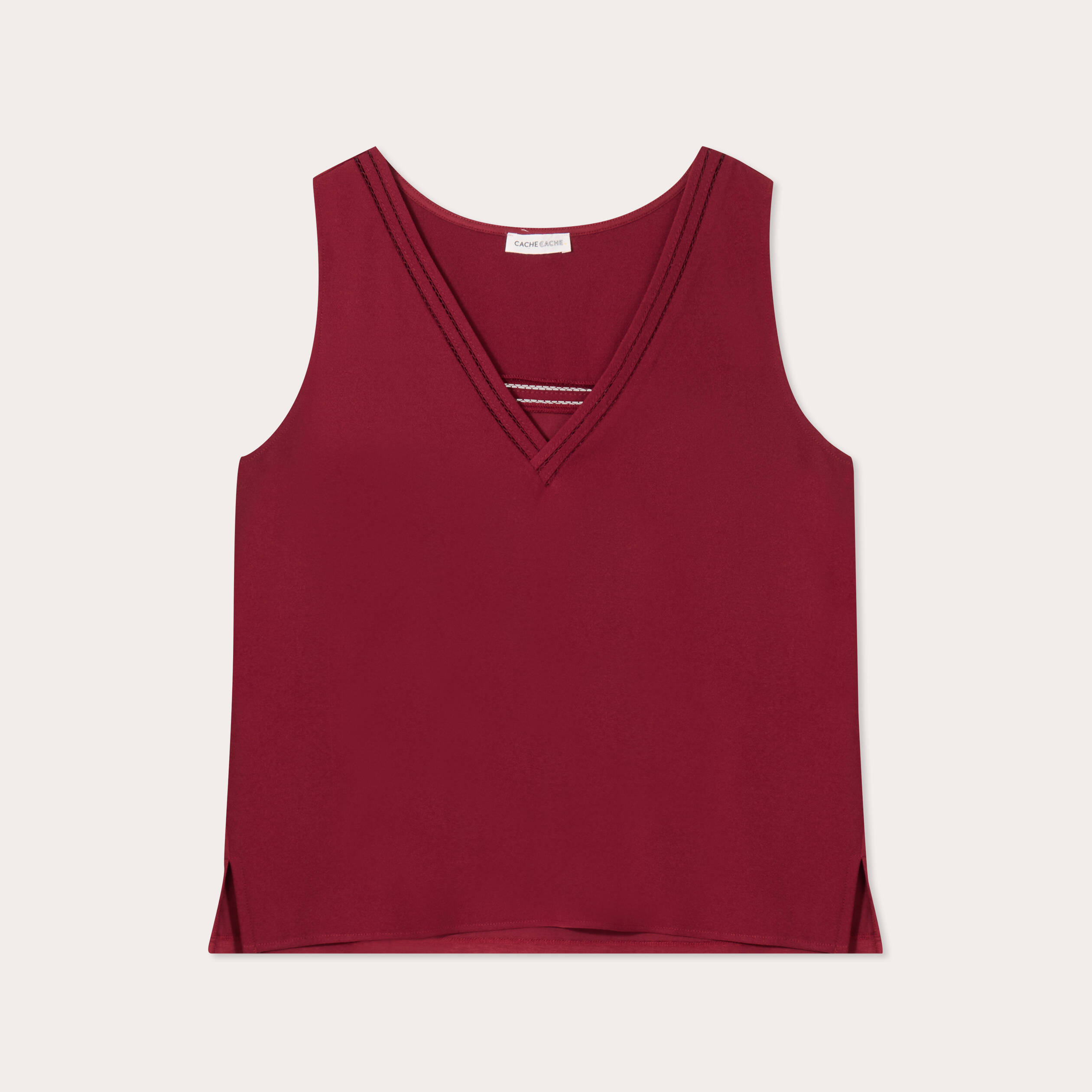 debardeur sans manches rouge fonce femme Débardeur sans manches rouge foncé femme