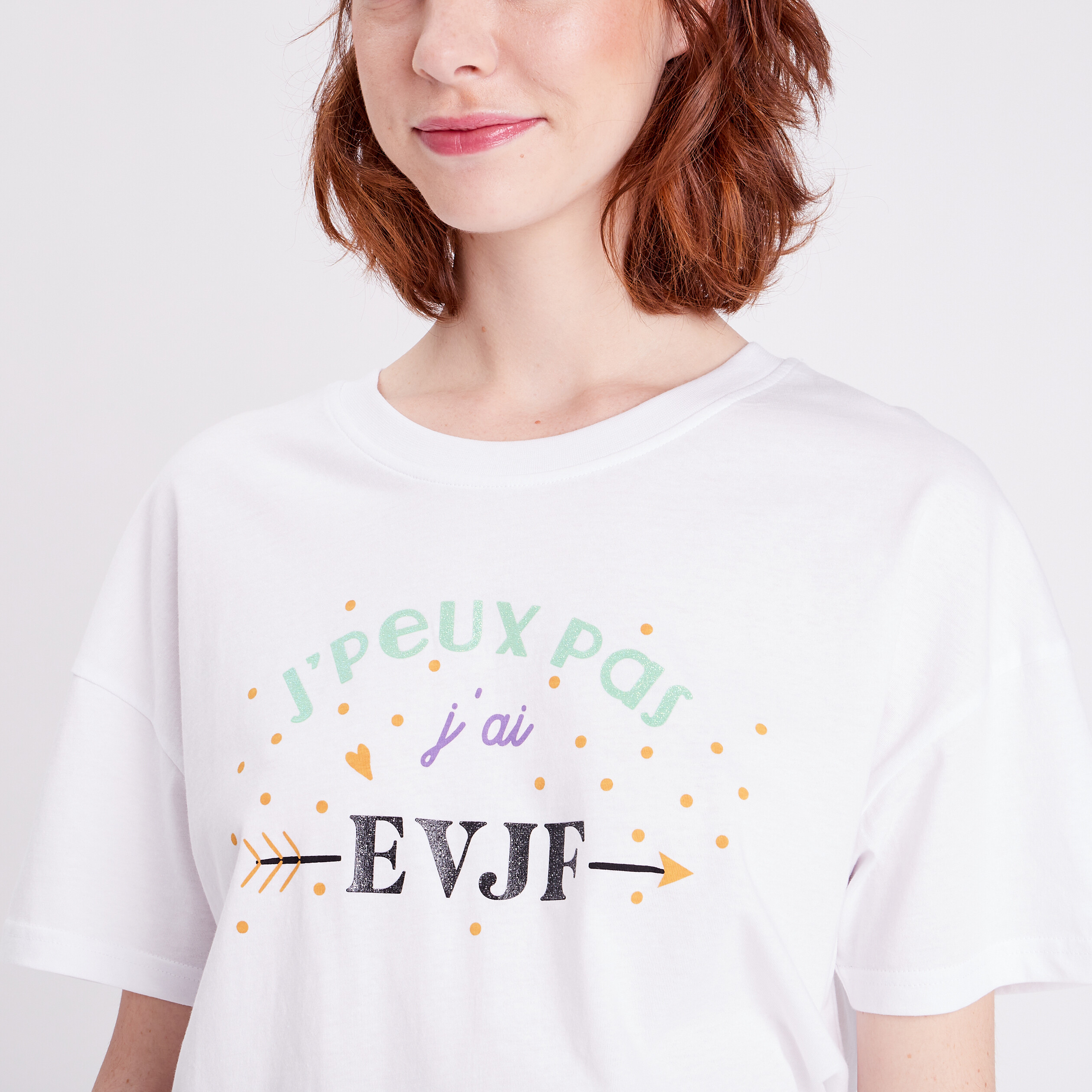 T shirt oversize col rond blanc femme Vibs