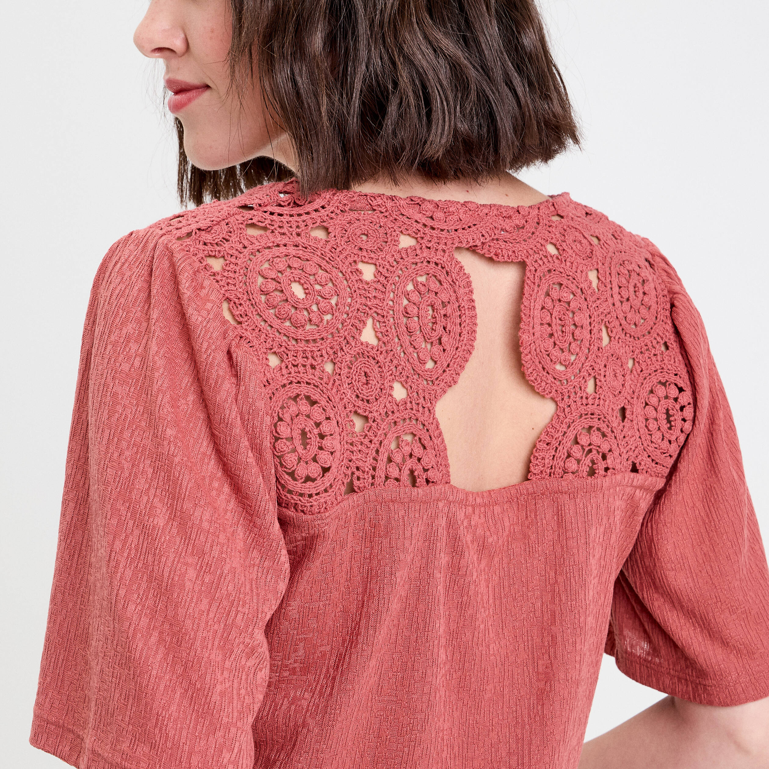t shirt manches courtes vieux rose femme T-shirt manches courtes vieux rose femme