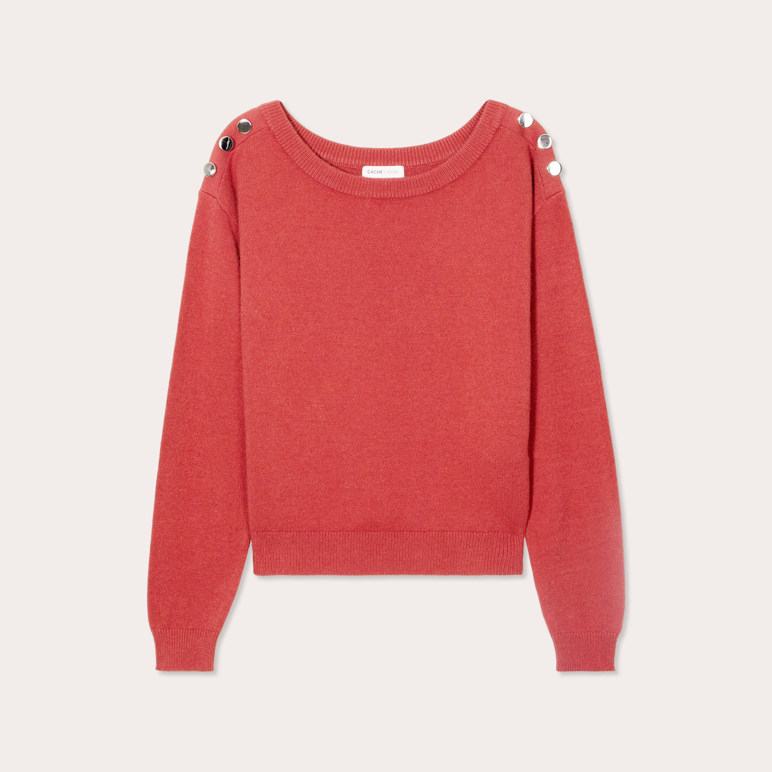 pull avec boutons epaules vieux rose femme Pull avec boutons épaules vieux rose femme