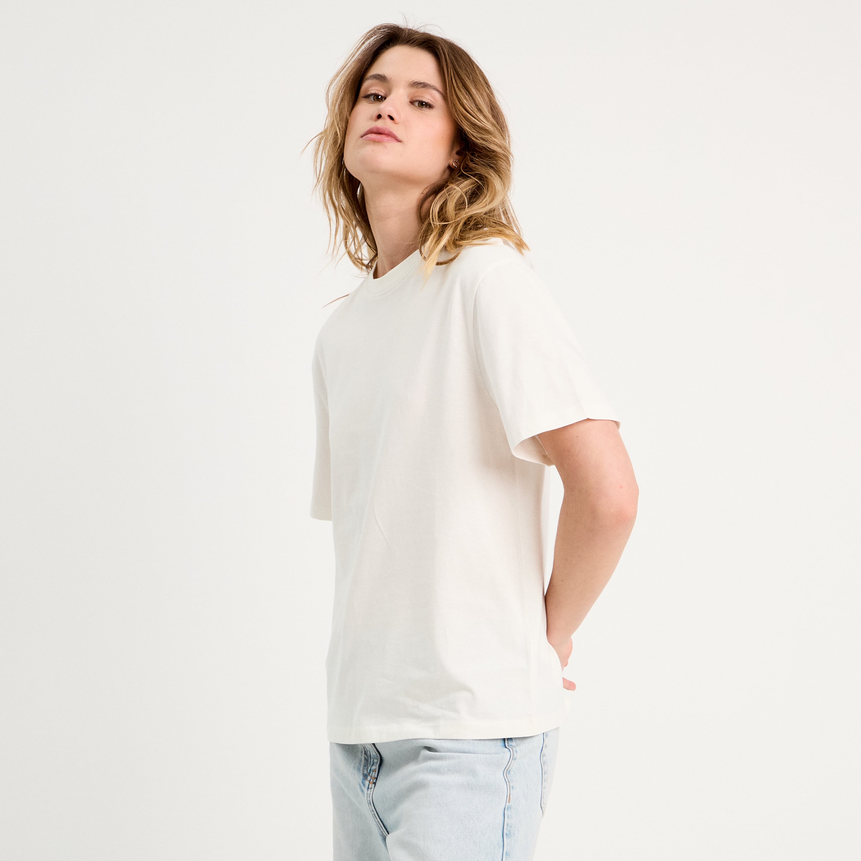 T-shirt oversize col rond ecru femme