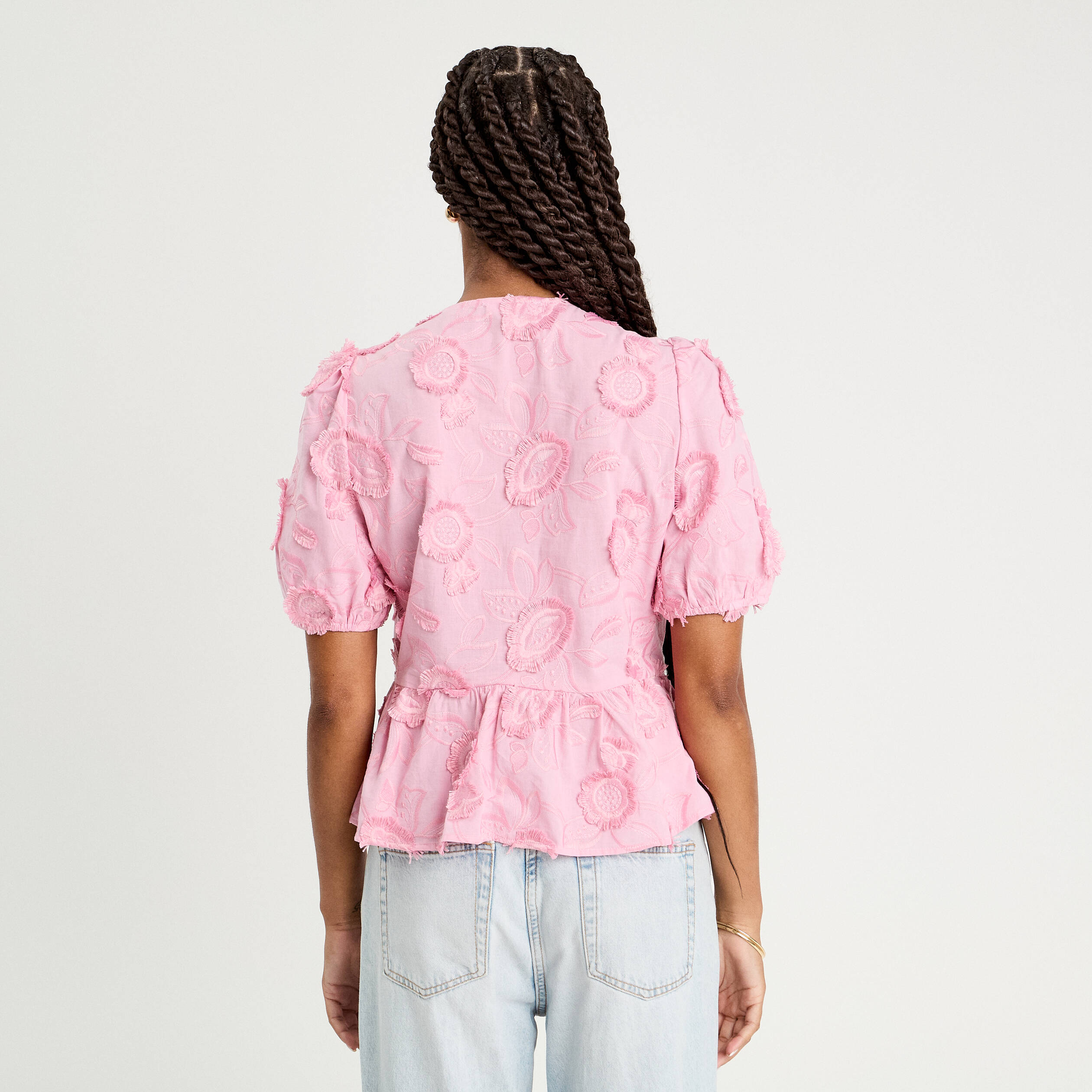 blouse manches courtes noeuds rose poudree femme Blouse manches courtes noeuds rose poudrée femme