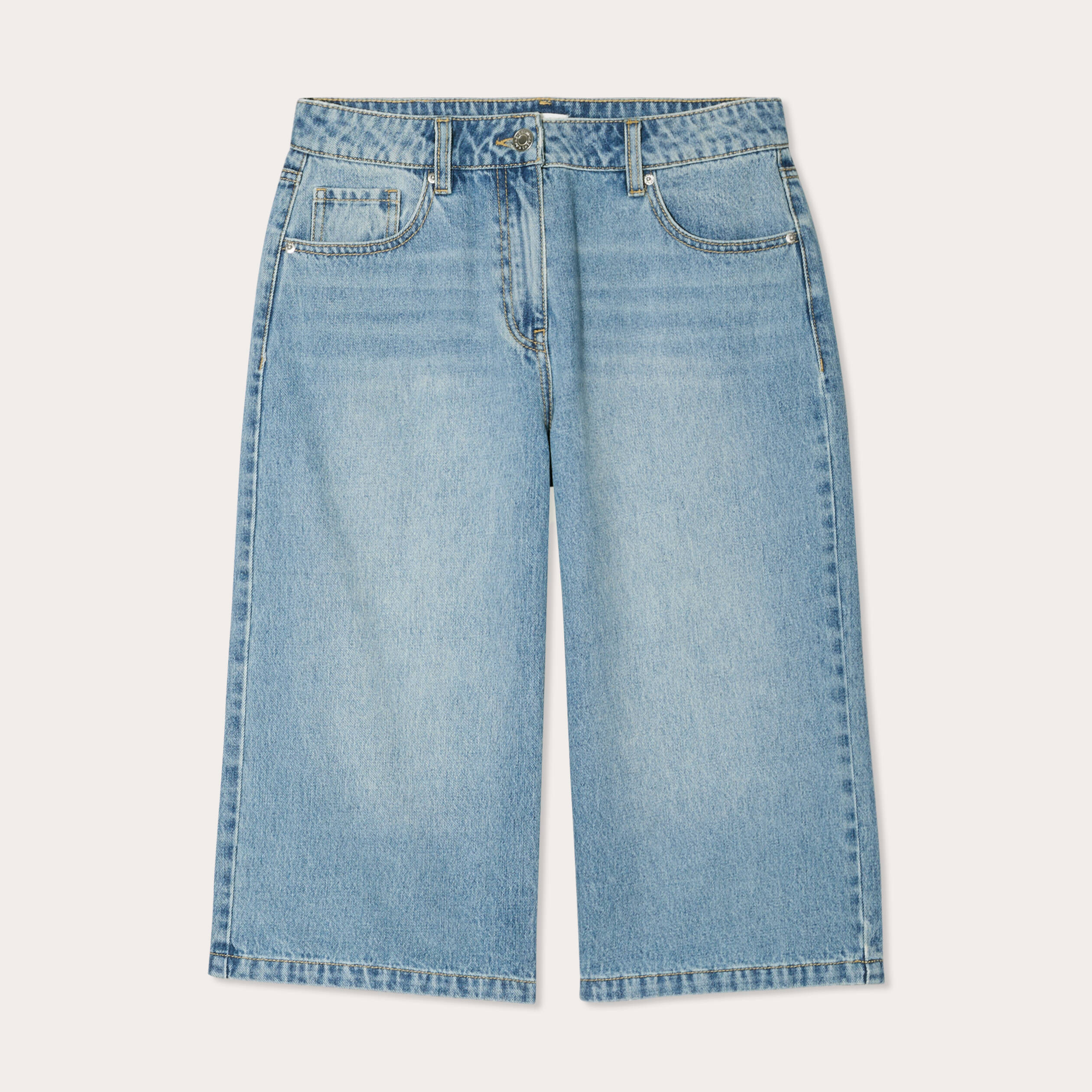 Bermuda large en jean denim double stone femme