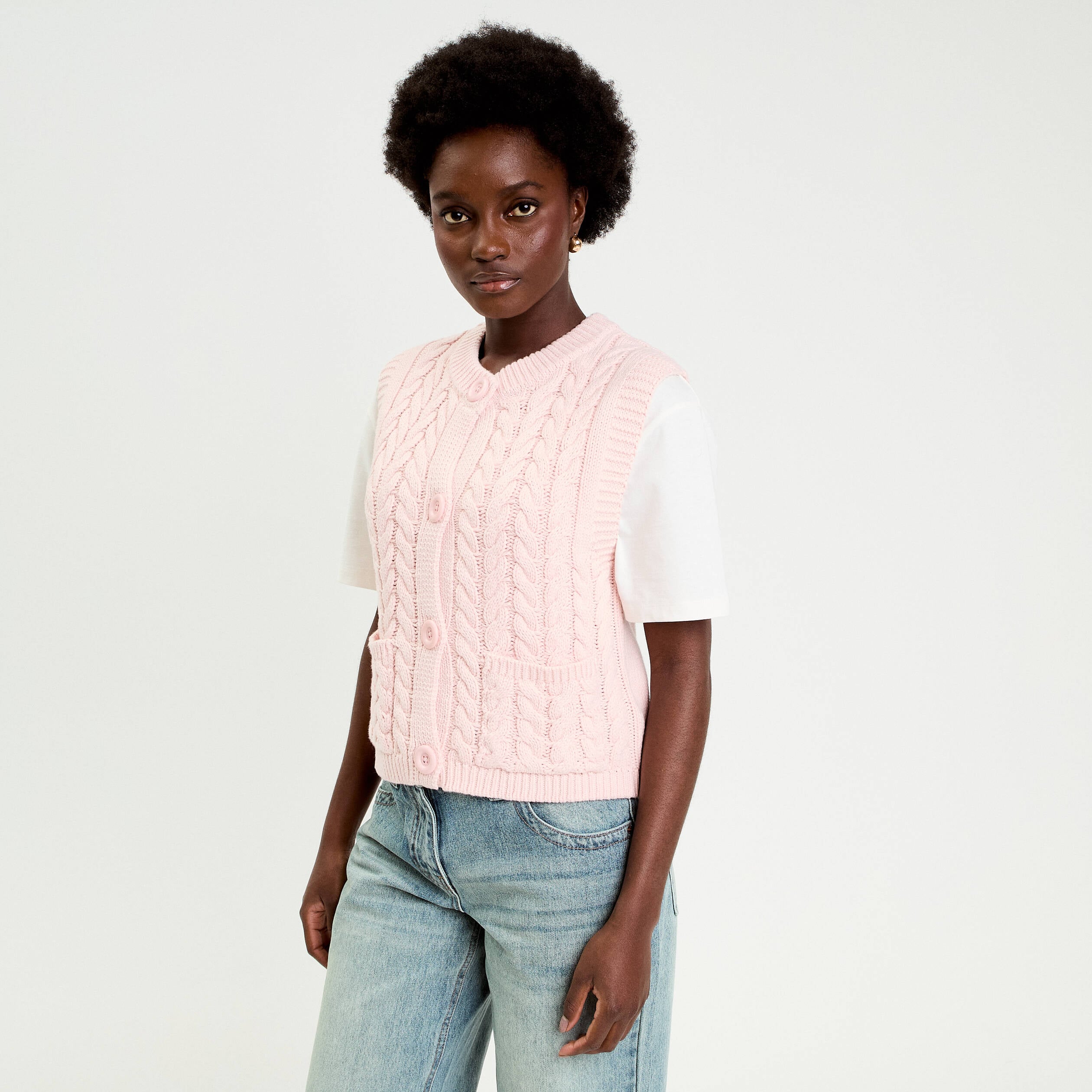 Gilet sans manches rose clair femme