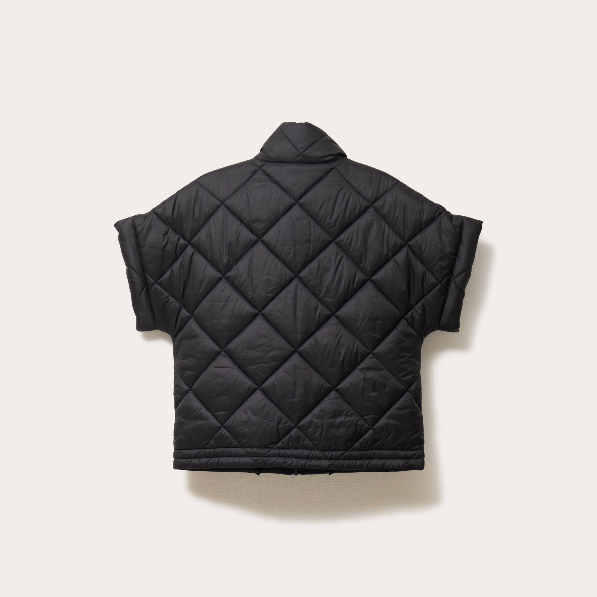 Veste col montant manches courtes noir femme