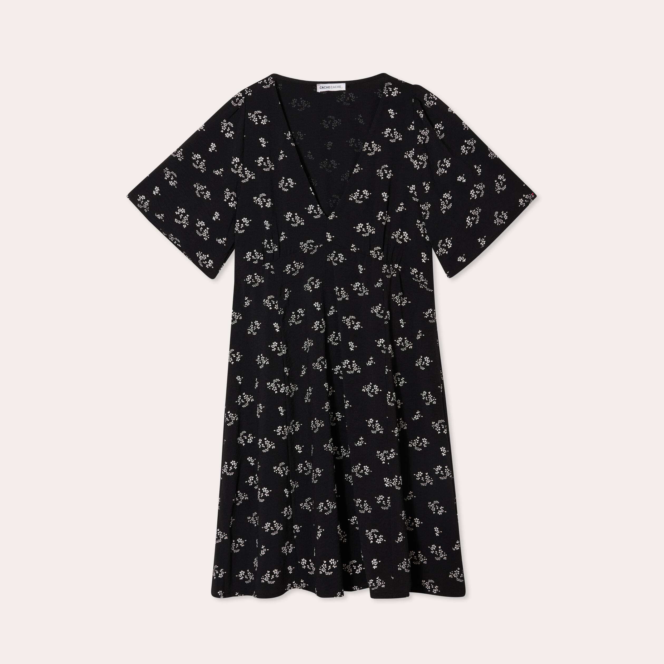 Robe &eacute;vas&eacute;e manches courtes noir femme