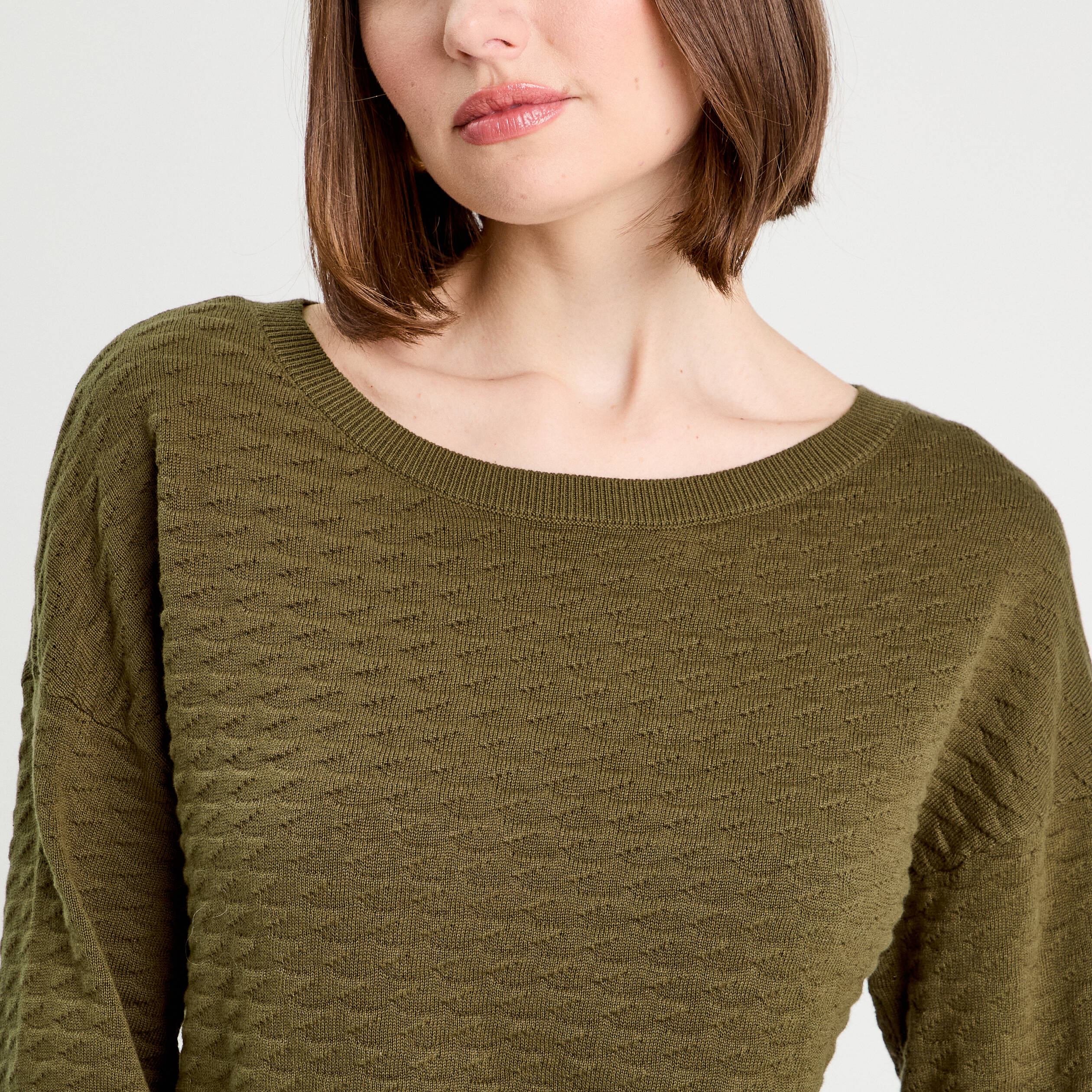pull col bateau vert kaki femme Pull col bateau vert kaki femme