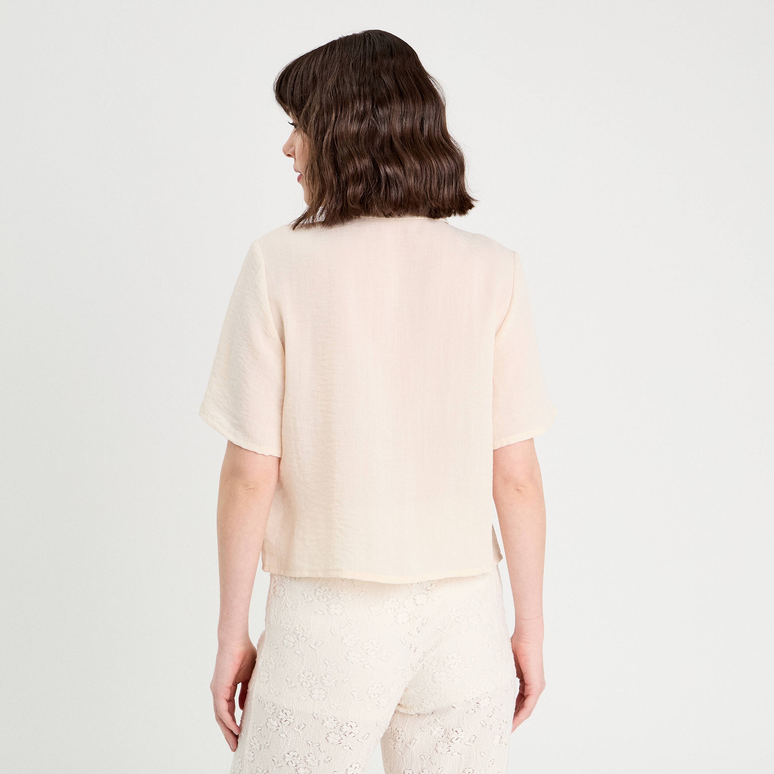 chemise manches courtes ecru femme Chemise manches courtes ecru femme